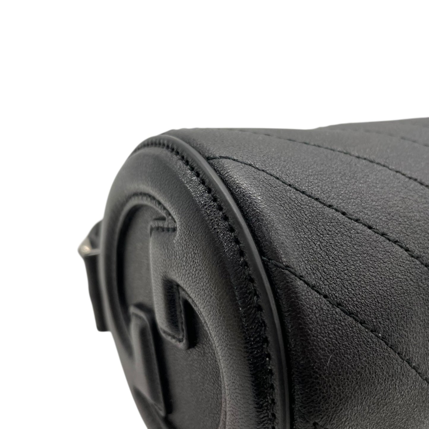 新品同様 GUCCI グッチ ブロンディ ミニバッグ ハンドバッグ レザー 本革 ブラック 黒 760170 インターロッキング GG シルバー金具 レディース A