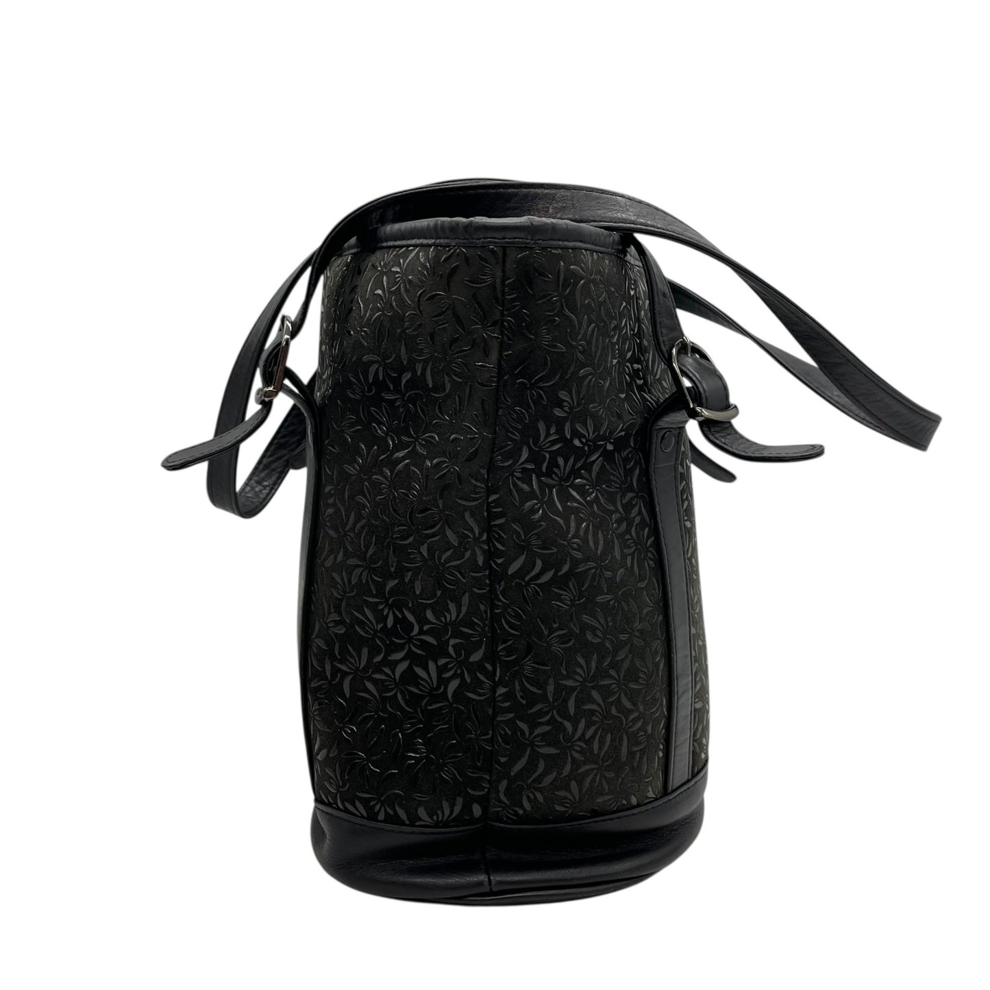 印傳屋 インデンヤ Inden トートバッグ 黒 ブラック レザー 鹿革 漆 ブラック金具 肩掛け可 レディース E11