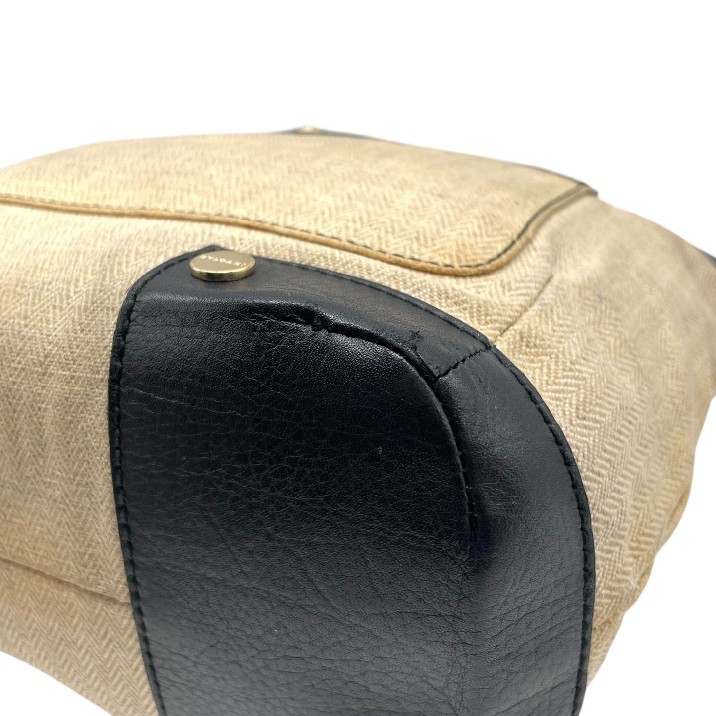 BVLGARI ブルガリ コレツィオーネ 2WAY ハンドバッグ トートバッグ ショルダーバッグ ロゴ キャンバス レザー ベージュ 黒 ブラック ゴールド金具 斜め掛け可 メンズ レディース K3