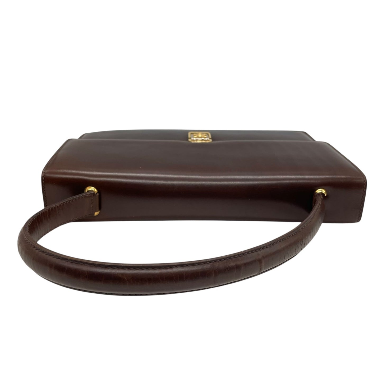 美品 CELINE セリーヌ ハンドバッグ ヴィンテージ 茶 ブラウン レザー ゴールド金具 トップハンドル 手提げ フラップ開閉 ロゴ トリオンフ レディース C