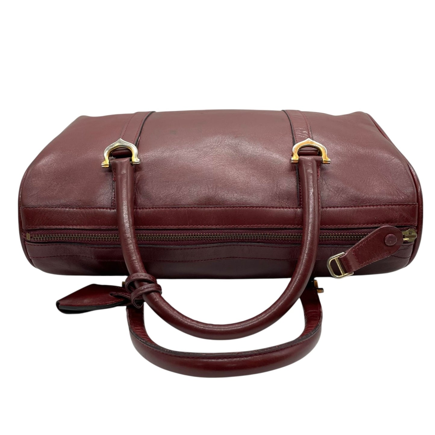 Cartier カルティエ マストライン ボストンバッグ レザー 赤 ボルドー ワインレッド ゴールド金具 パドロック クロシェット 2Cモチーフ メンズ レディース ヴィンテージ U1