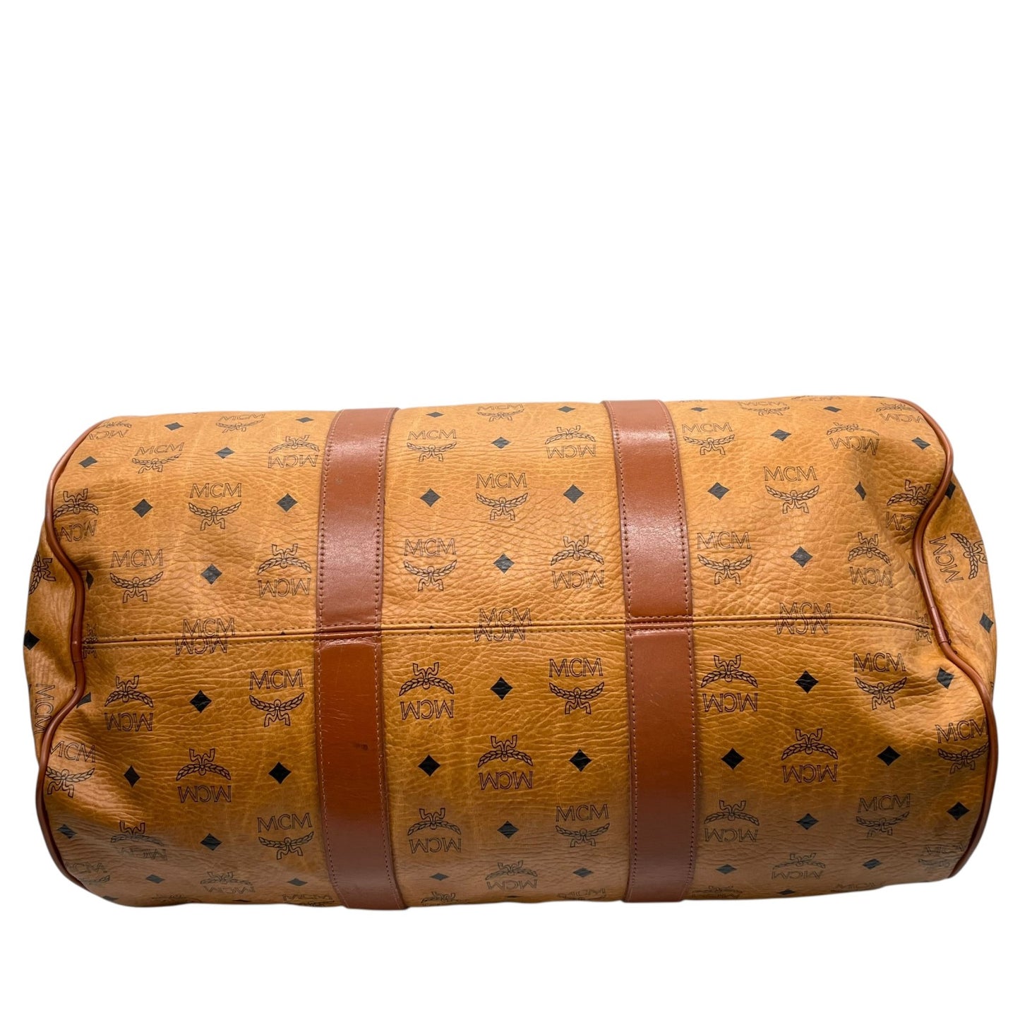 美品 MCM エムシーエム ヴィセトス ボストンバッグ 2WAY ショルダーバッグ 茶 ブラウン コニャック レザー ゴールド金具 手提げ 斜め掛け可 ロゴ レディース X