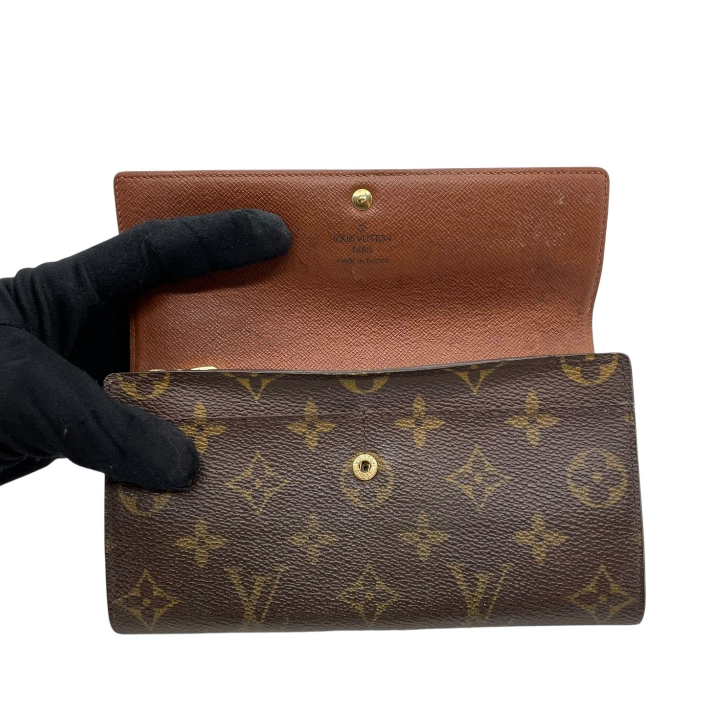LOUIS VUITTON ルイヴィトン モノグラム ポシェット ポルトモネ クレディ 長財布 二つ折り ファスナー M61726 茶 ブラウン PVC レザー メンズ レディース W3