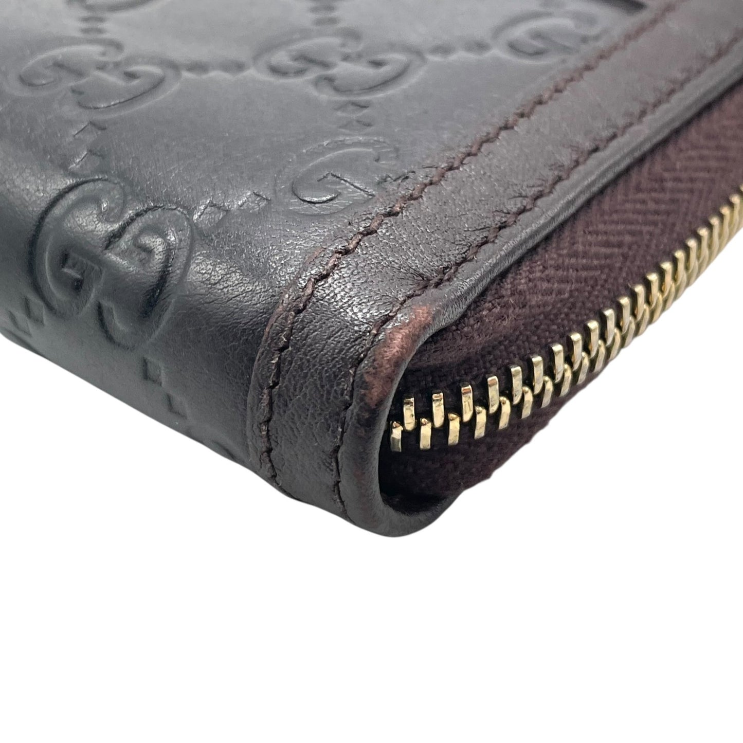 Authentic GUCCI Long Wallet Guccissima Black Brown Bicolor Leather Gold Interlocking G