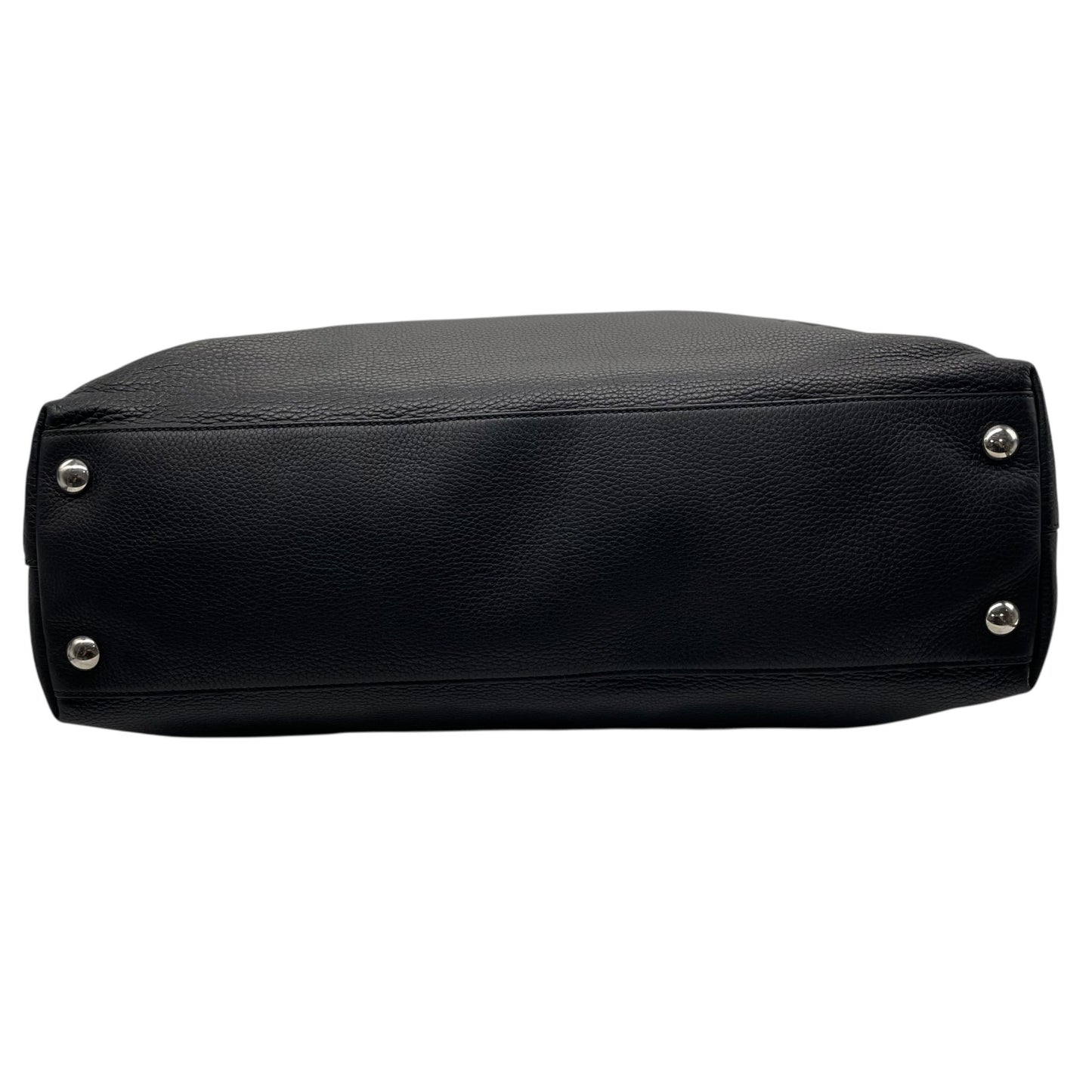 Authentic GUCCI Soho Tote Bag Black Leather Silver GG Logo Interlocking G Shoulder