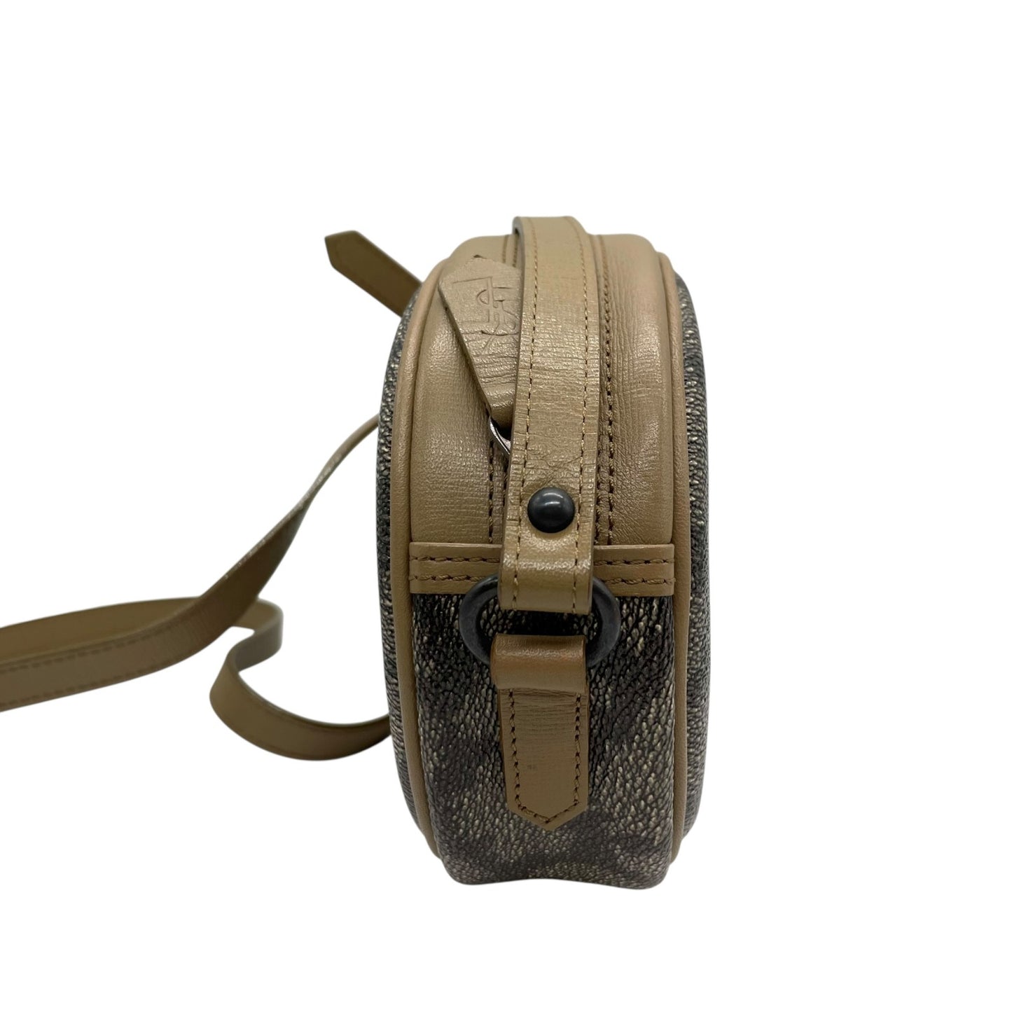 Authentic YVES SAINT LAURENT Giraffe Pattern Camera Bag Shoulder Gray Brown Vintage Women