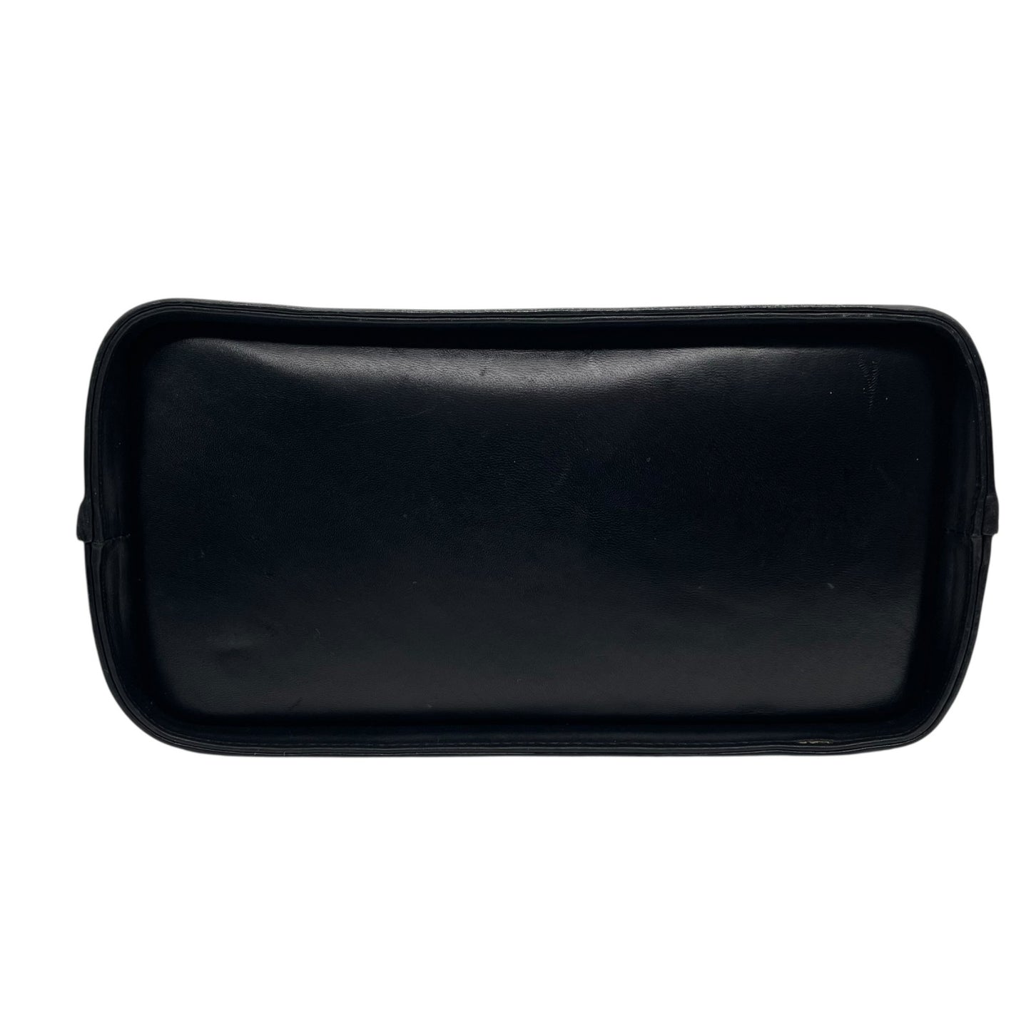 Authentic GIANNI VERSACE Vintage Mini Handbag Tote Black Leather Gold Hardware Fringe Tassel Women