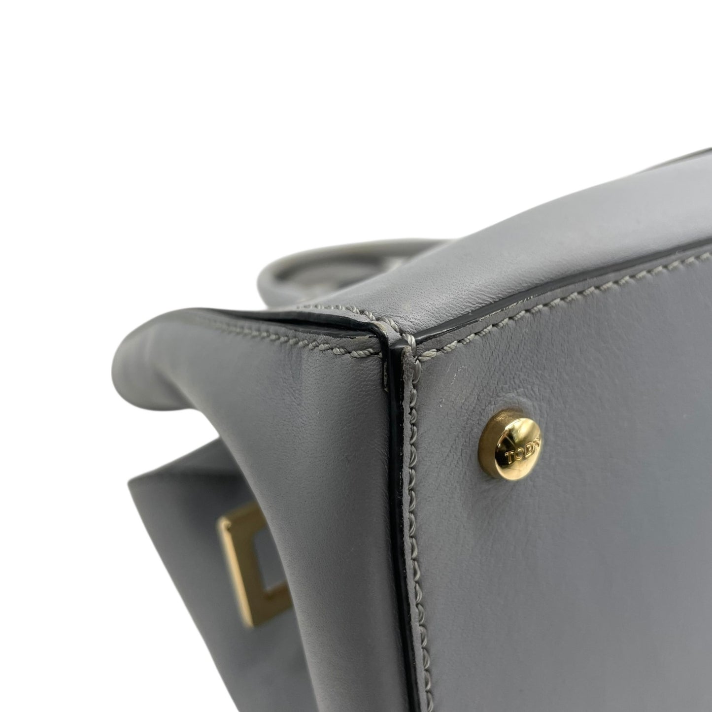 極美品 トッズ TOD'S Dキューブ スモール Dバッグ 2WAY ハンドバッグ ショルダーバッグ ミニボストン 肩掛け 斜め掛け グレーブルー 青 グレー 本革 レザー レディース A