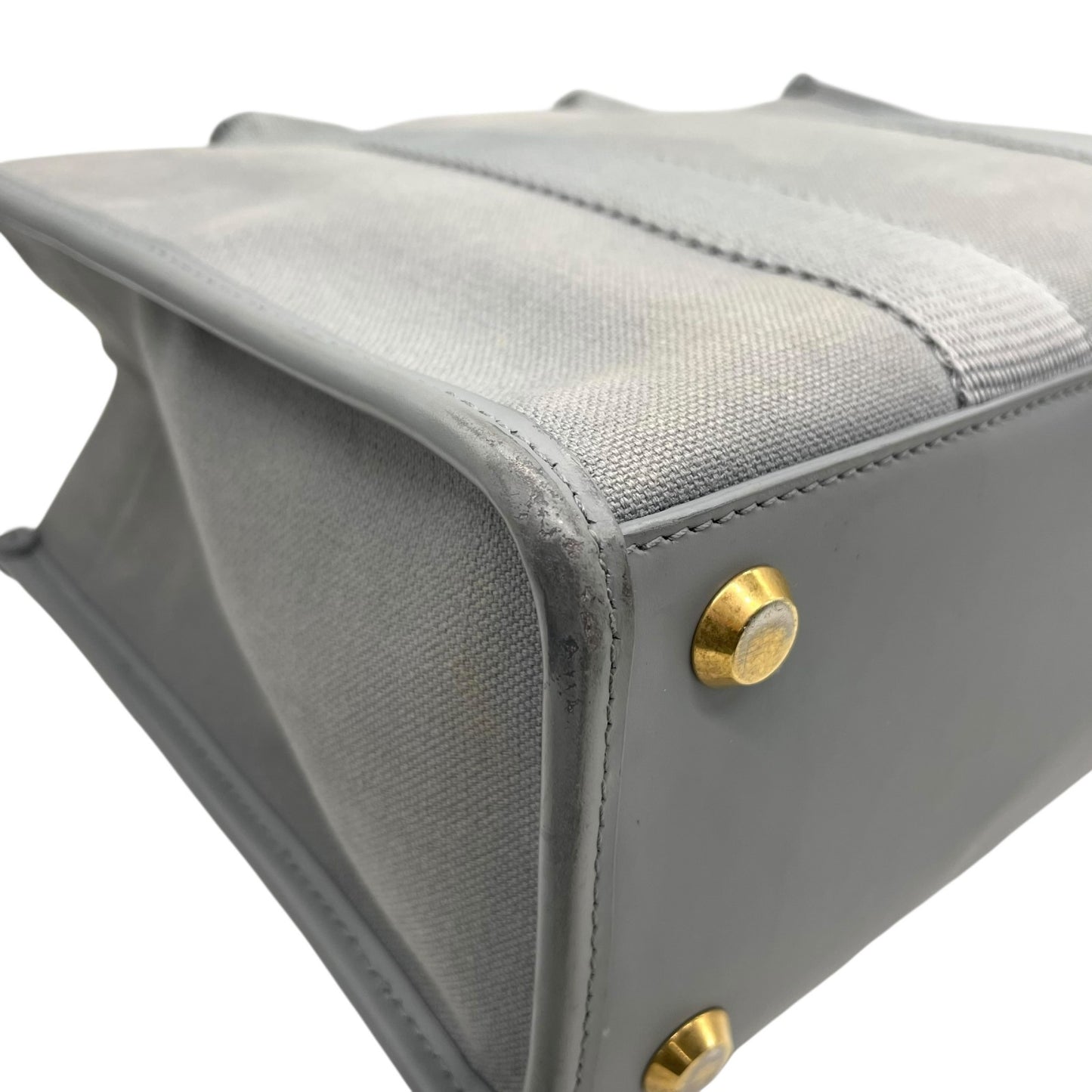 BALENCIAGA バレンシアガ ハードウェア スモール トートバッグ 2way ショルダーバッグ グレー キャンバス レザー ゴールド金具 ロゴ 671402 斜め掛け可 レディース B