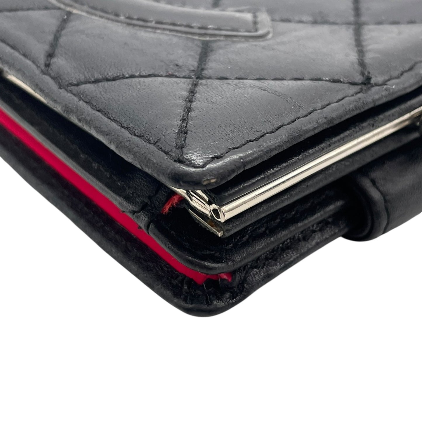 CHANEL シャネル 二つ折り財布 がま口 コンパクトウォレット カンボンライン ココマーク キルティング 黒 ブラック ピンク レザー レディース M1