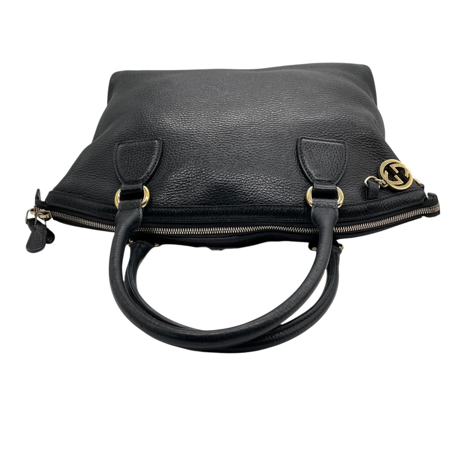 美品 GUCCI グッチ 2WAY ハンドバッグ ショルダーバッグ 449651 インターロッキングG ブラック レザー ゴールド金具 斜め掛け可 レディース D