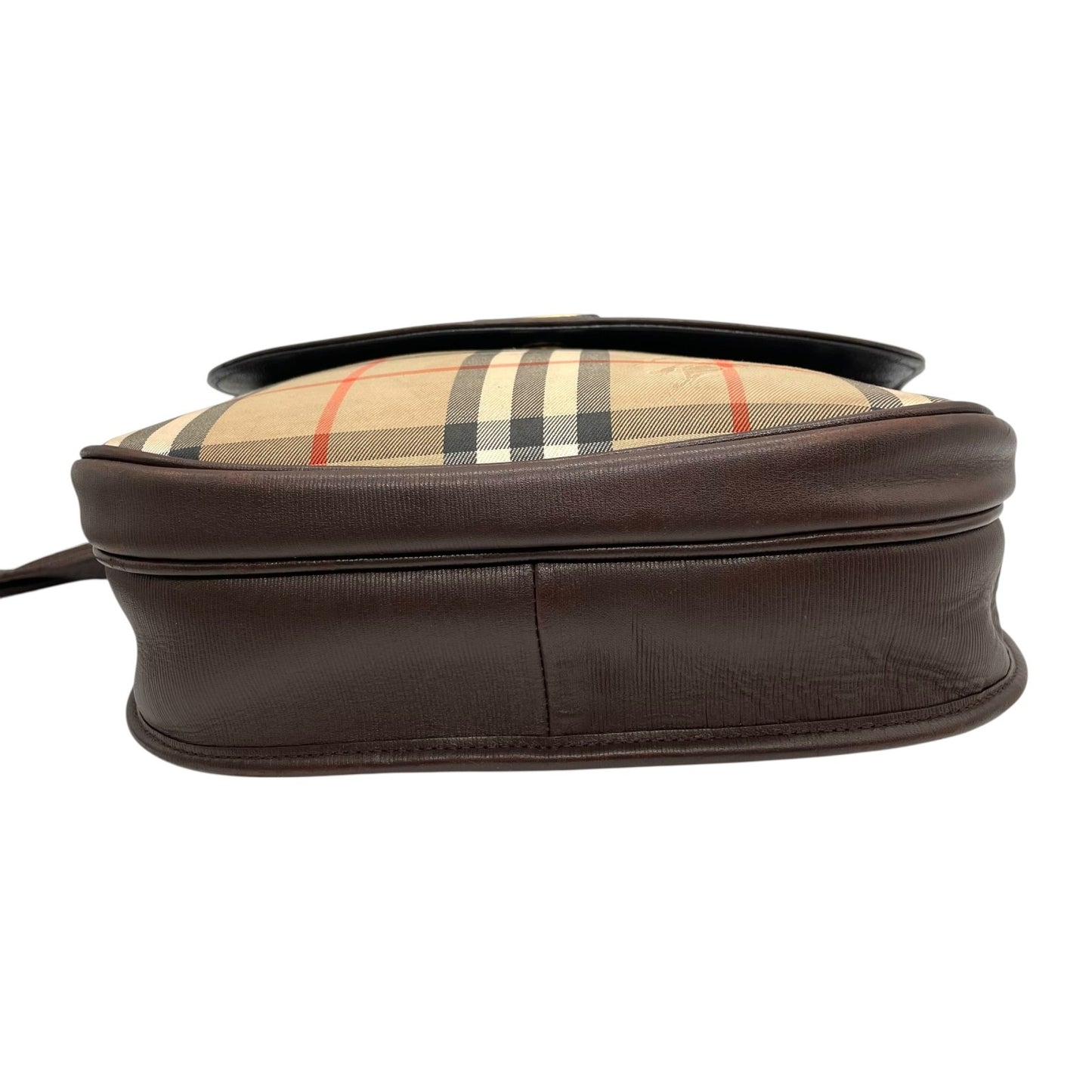 Burberry バーバリー ショルダーバッグ サコッシュ フラップ ノバチェック キャンバス×レザー ブラウン ホースロゴ シャドーホース ゴールド金具 クロスボディ ヴィンテージ アーカイブ ユニセックス K2