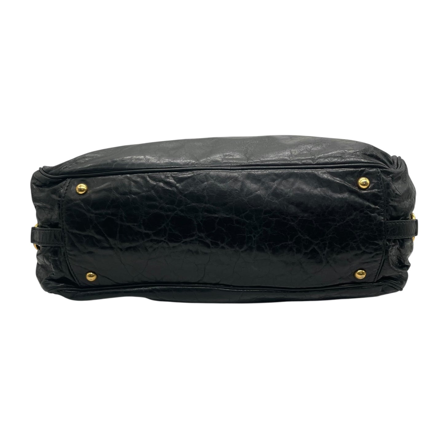 美品 miumiu ミュウミュウ 2WAY ハンドバッグ ショルダーバッグ 黒 ブラック レザー ゴールド金具 肩掛け可 カデナチャーム アーカイブ レディース ヴィンテージ D