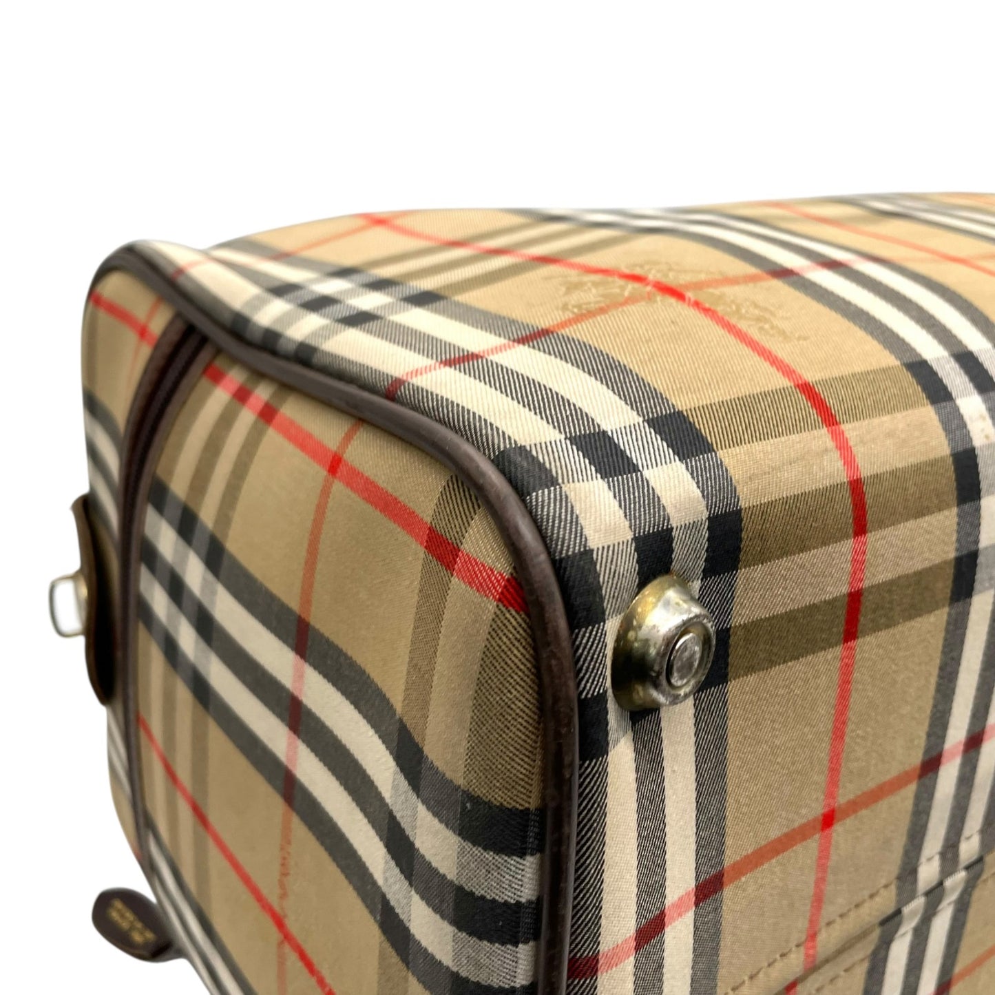 BURBERRY バーバリー ボストンバッグ ノバチェック シャドーホース ベージュ ブラウン キャンバス レザー ゴールド金具 チェック柄 ホースロゴ メンズ レディース ヴィンテージ D