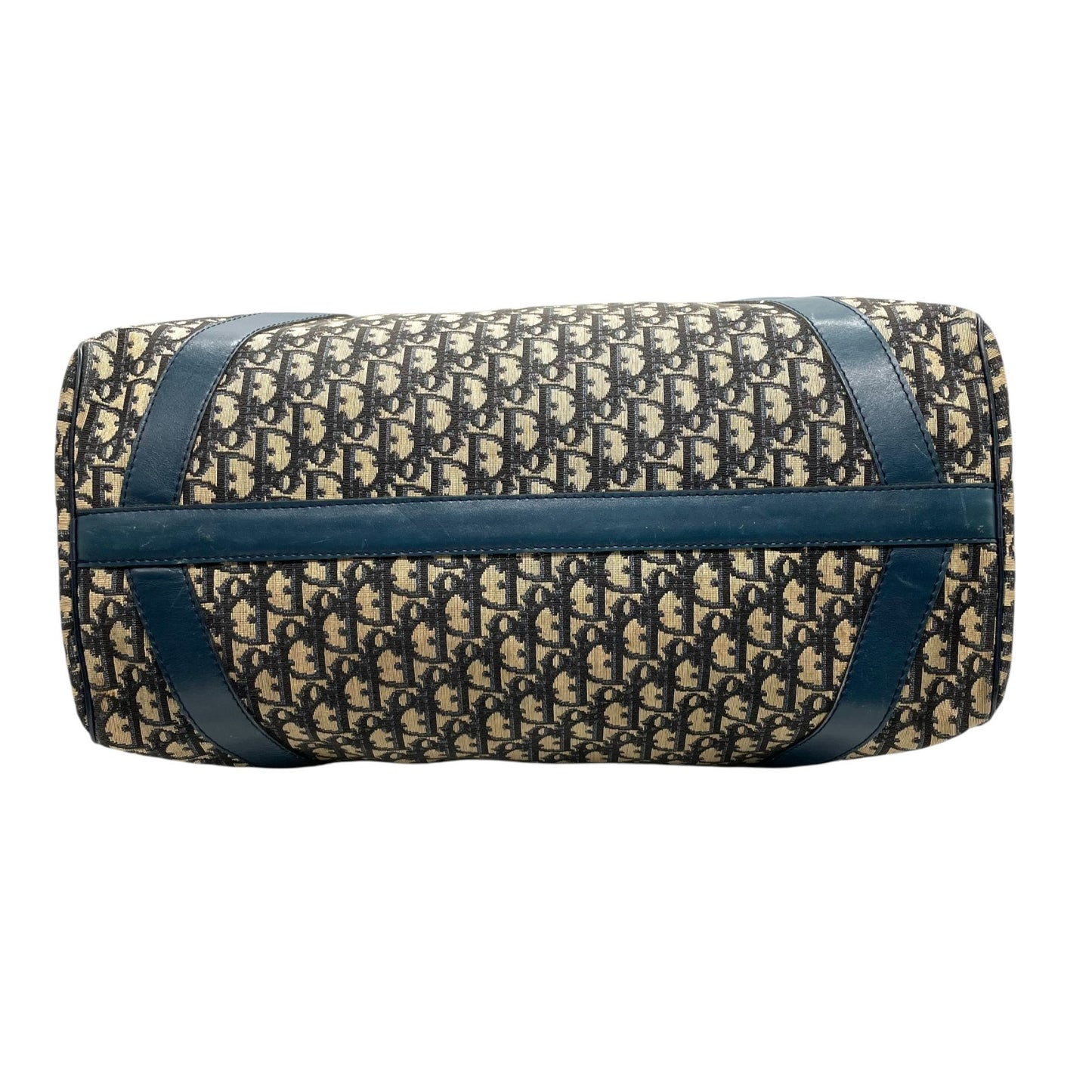 Christian Dior クリスチャンディオール トロッター ボストンバッグ 紺 ネイビー ベージュ キャンバス レザー シルバー金具 メンズ レディース ヴィンテージ Z4