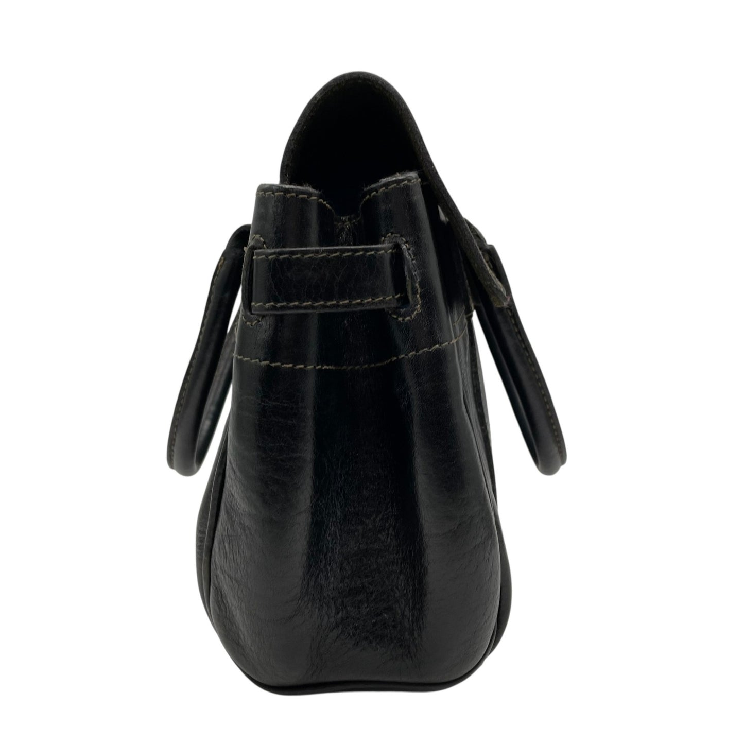 美品 MULBERRY マルベリー ベイズウォーター ハンドバッグ トートバッグ 黒 ブラック レザー シルバー金具 手提げ ターンロック レディース D