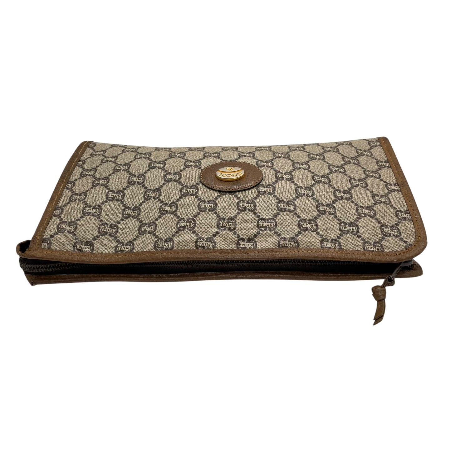 GUCCI グッチ GGプラス グッチプラス クラッチバッグ セカンドバッグ グレー ベージュ PVC レザー ゴールド金具 オールドグッチ ヴィンテージ メンズ レディース K11