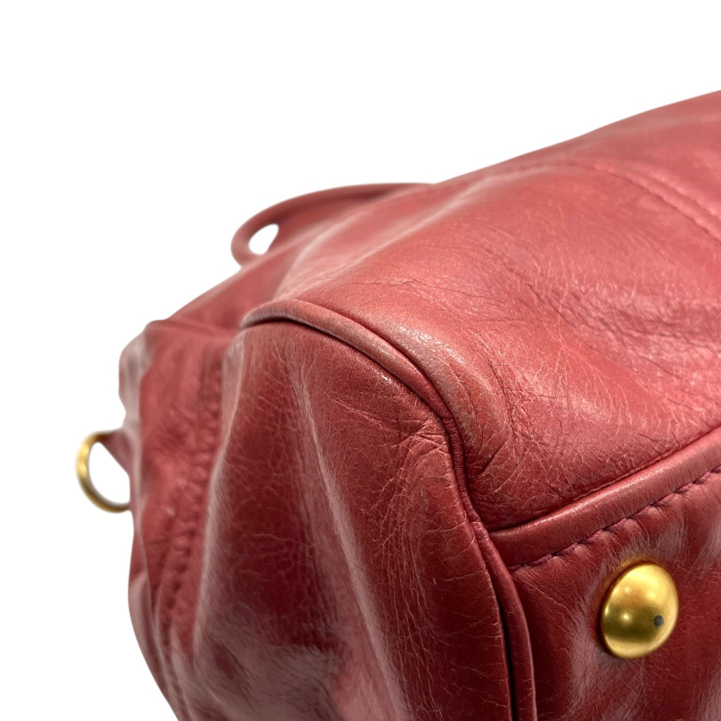 ミュウミュウ MIU MIU レザー ハンドバッグ トートバッグ ピンク ヴィッテロ miu miu VITELLO SHINE 2way Red Tote Bag K5