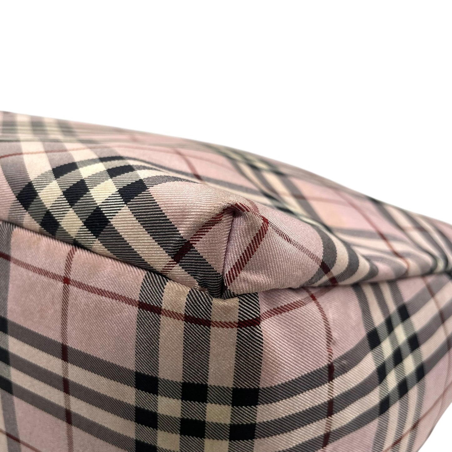 BURBERRY BLUE LABEL バーバリーブルーレーベル ハンドバッグ ノバチェック ピンク ブラウン シルバー金具 ナイロン レザー ファスナー開閉 ミニトート 手提げ ヴィンテージ レディース U9