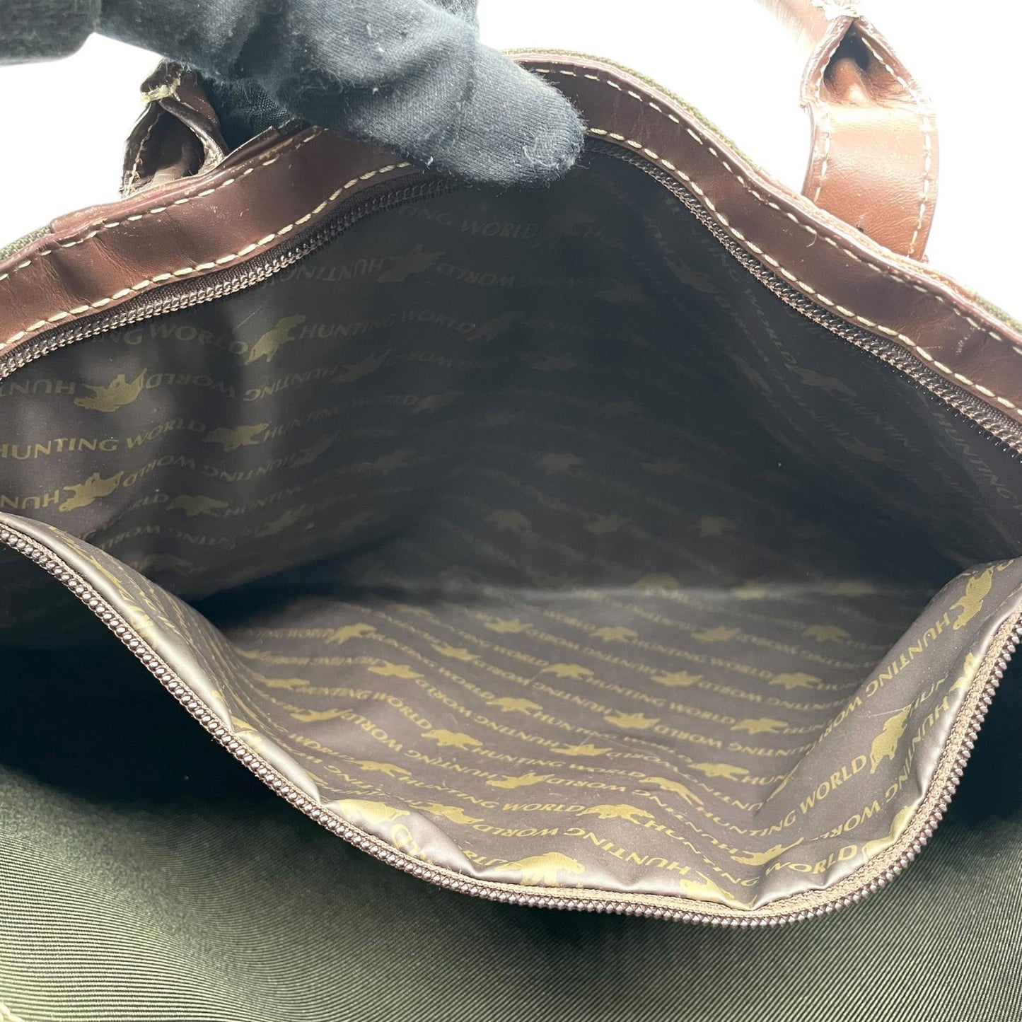 ハンティングワールド HUNTING WORLD トートバッグ ビジネスバッグ キャンバス×レザー グリーン×ブラウン 緑 茶色 メンズ S14