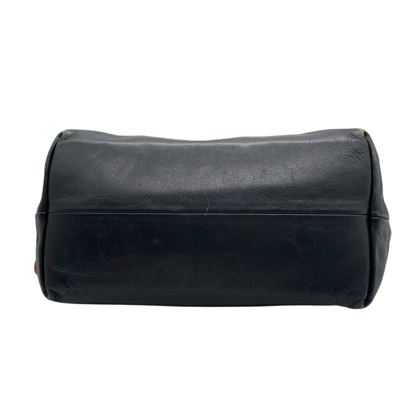 イビザ IBIZA レザーハンドバッグ バイカラー レッド×ブラック 赤 黒 木製リングデザイン レディース S68