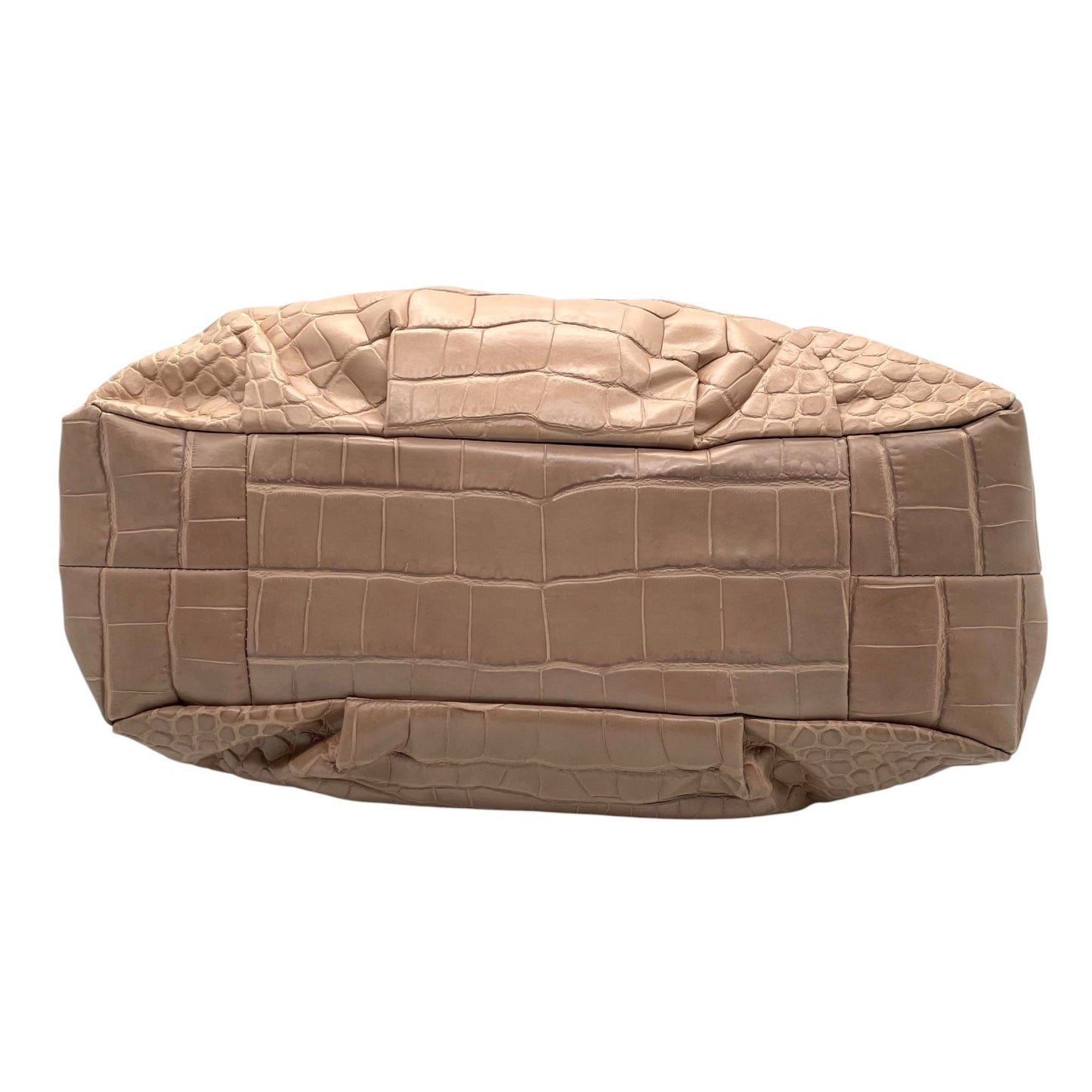 コーチ COACH ショルダーバッグ クロコ型押しレザー ベージュ シルバー金具 ホーボー トート T3