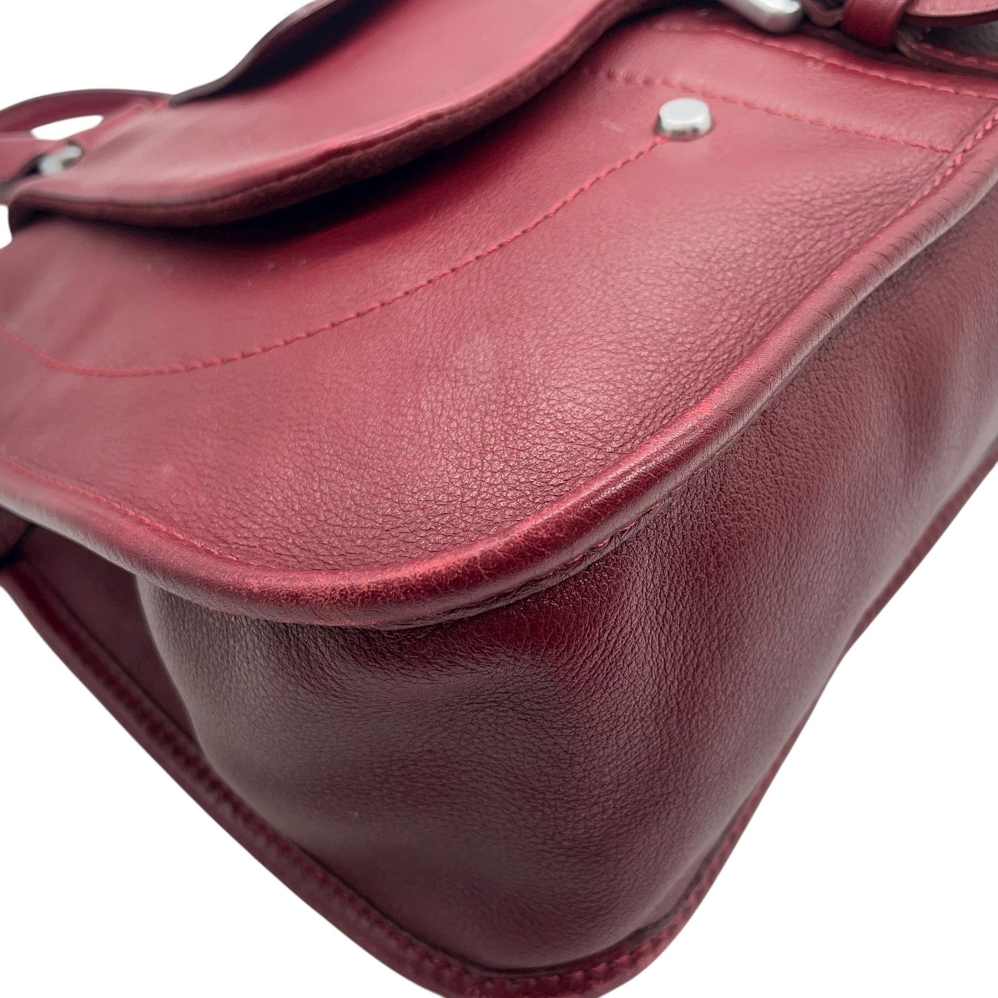 ロンシャン LONGCHAMP ハンドバッグ レザー ワインレッド 本革 チャーム付き Y2K ヴィンテージ ユニセックス s94