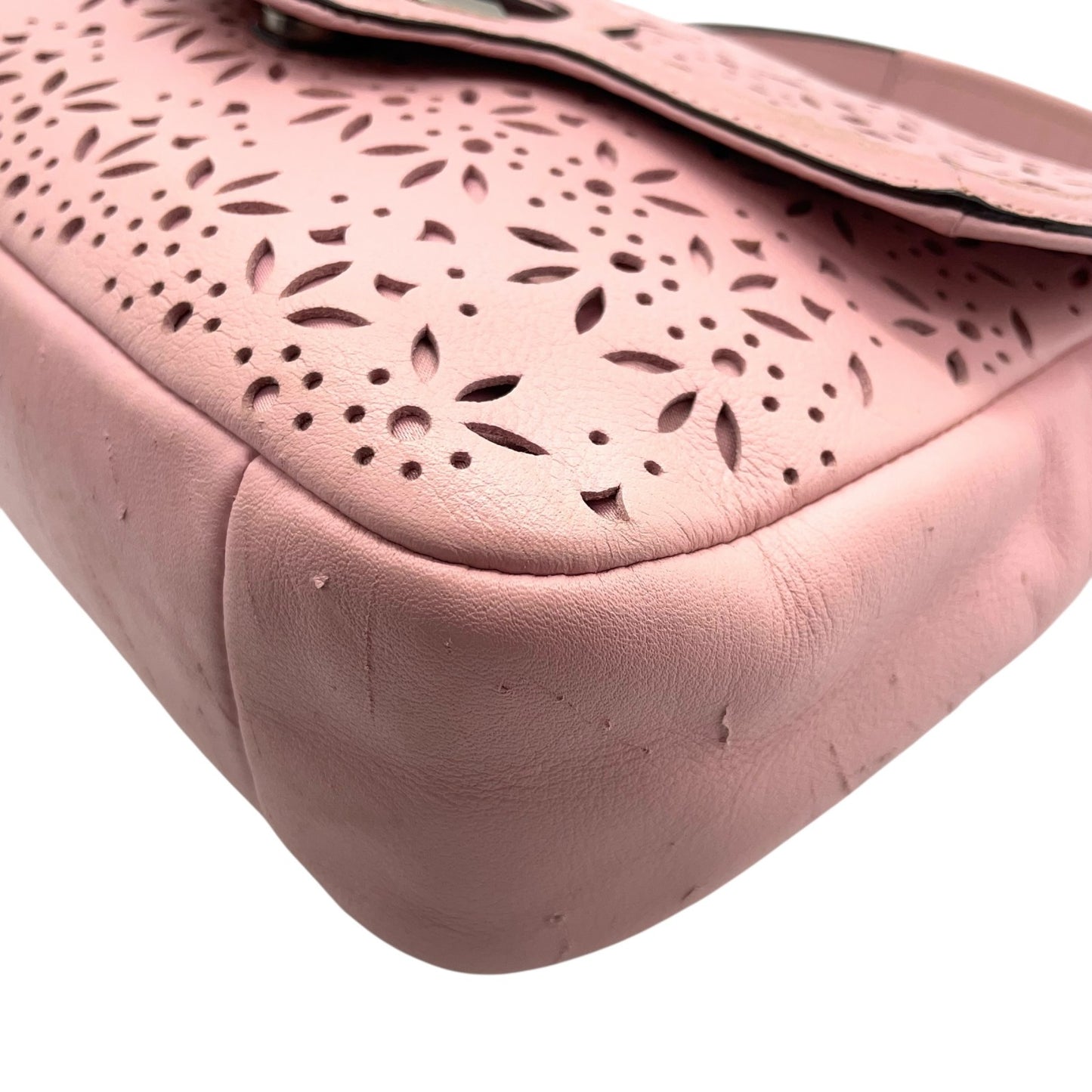 コーチ COACH フラワーカットワーク レザー ワンショルダー ショルダーバッグ ピンク 2WAY シルバー金具 S50