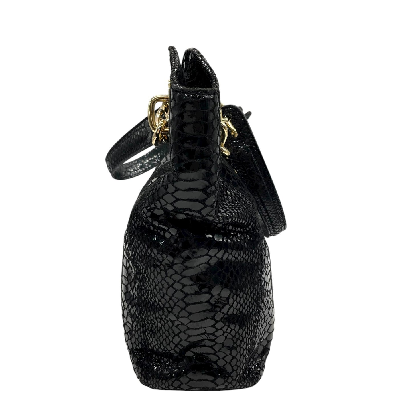 美品 マイケルコース MICHAEL KORS 型押し レザー トートバッグ ショルダー 肩掛け 黒 ブラック 金金具 ゴールド金具 C10