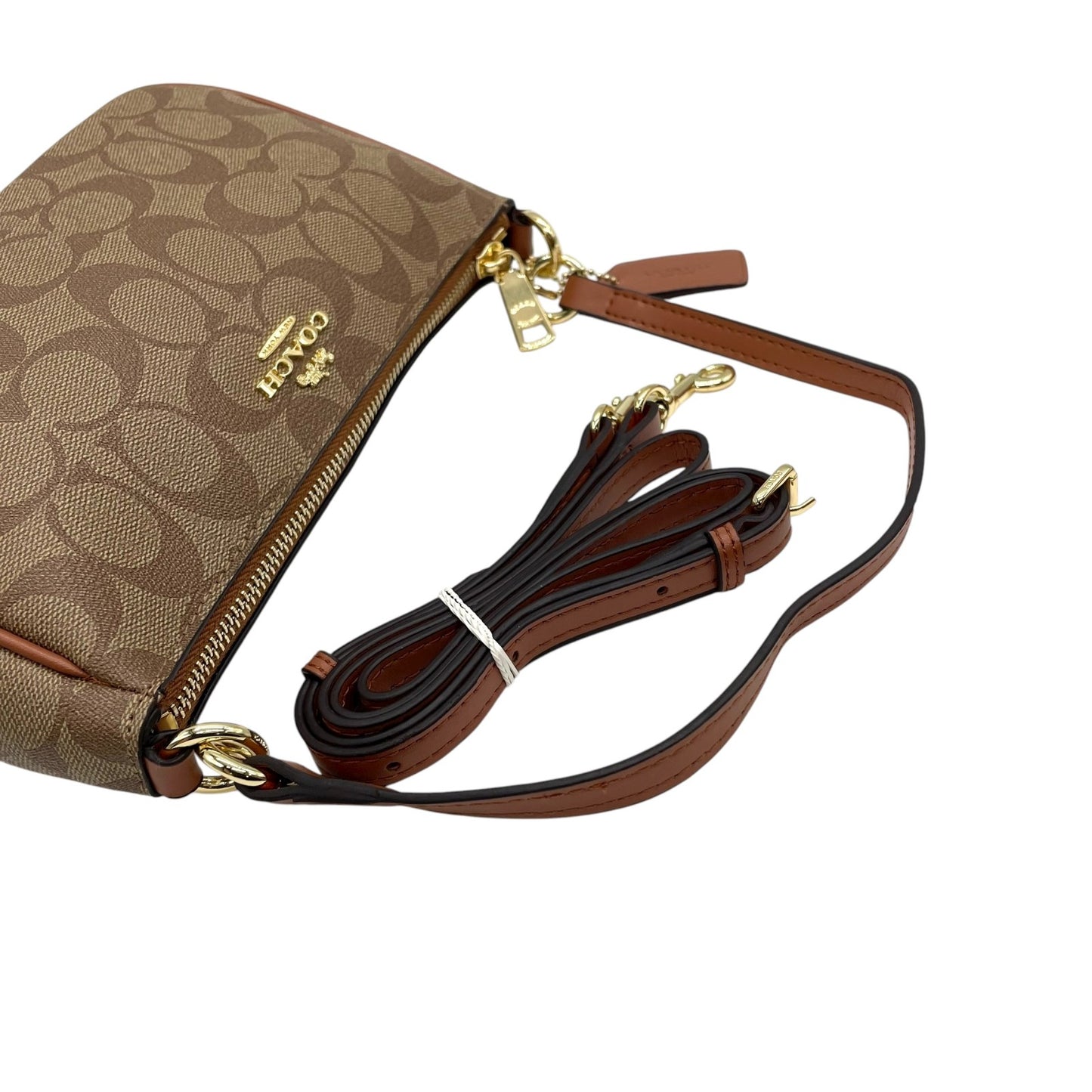 未使用級 美品 コーチ COACH シグネチャー 2WAY ショルダーバッグ ハンドバッグ ワンショルダー 2WAY 茶色 ブラウン 金金具 ゴールド金具 レディース A5