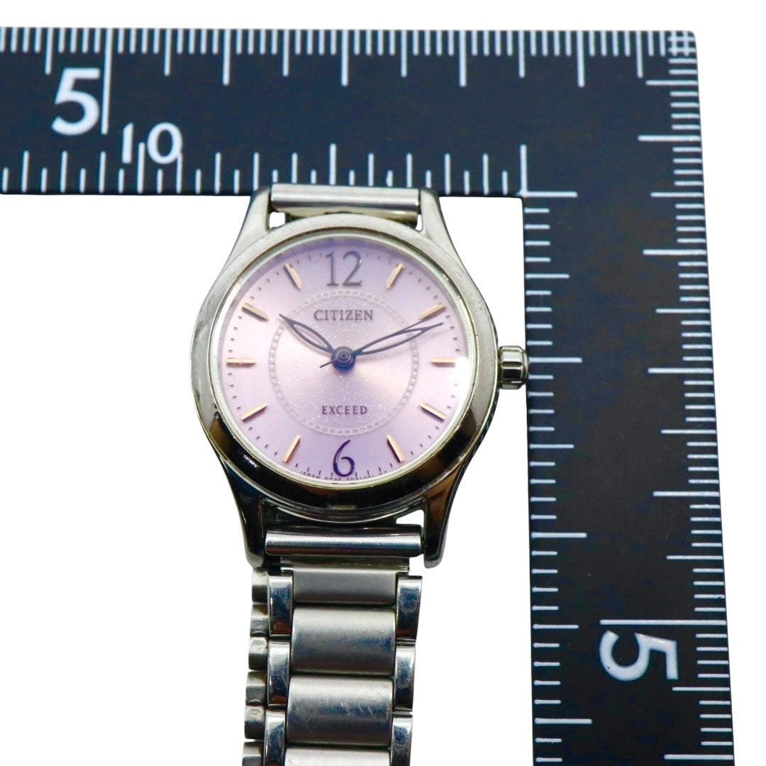美品 CITIZEN EXCEED シチズン エクシード レディース 腕時計 ソーラー ピンク文字盤 ラウンド クオーツ アナログ ステンレススチール 希少 上品 デザイン ウォッチ G4