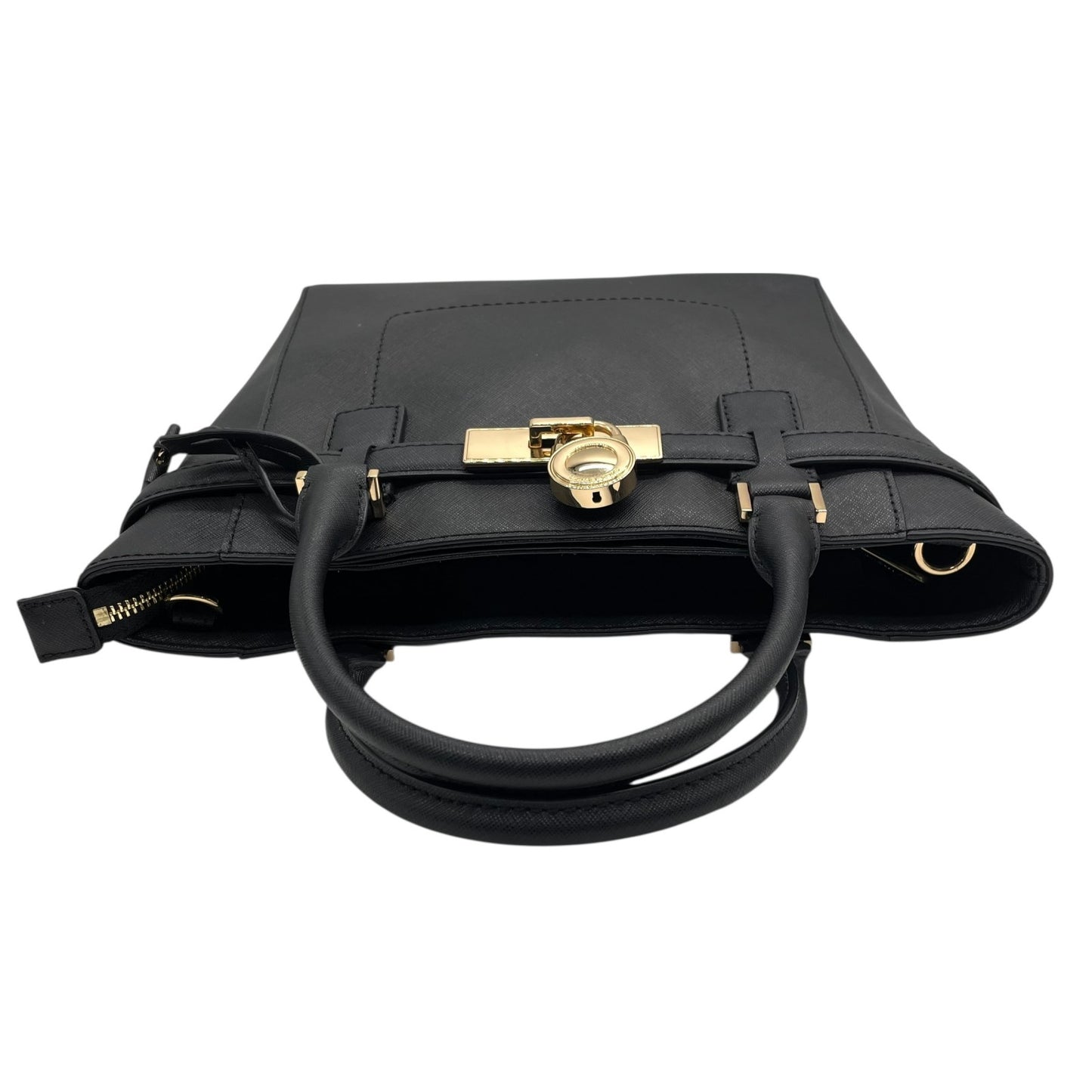 美品 マイケルコース MICHAEL KORS ハミルトン 2WAY ハンドバッグ ショルダーバッグ 黒 ブラック 金 ゴールド レザー S29