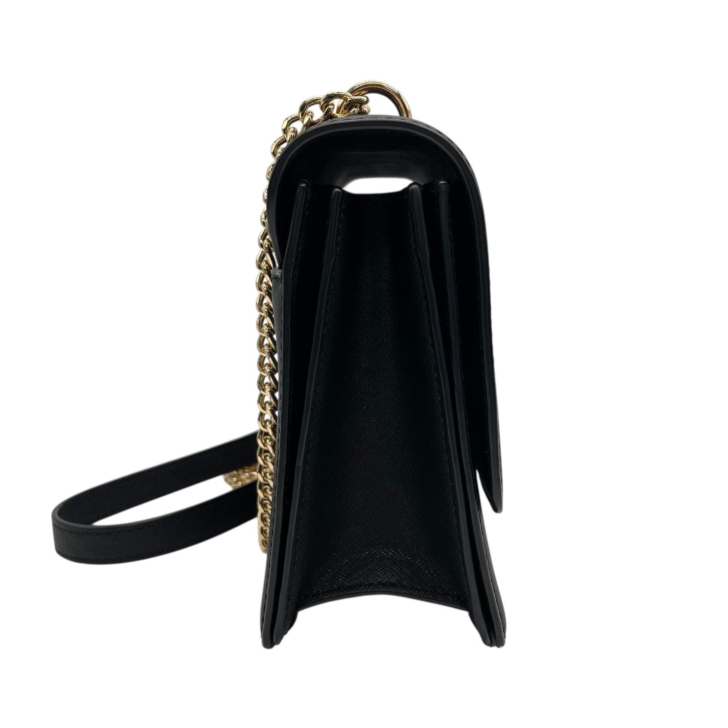 美品 トリーバーチ TORY BURCH チェーンショルダーバッグ ハンドバッグ 肩掛け 型押し 2WAY 黒 ブラック 金 ゴールド レザー ミニバッグ A1