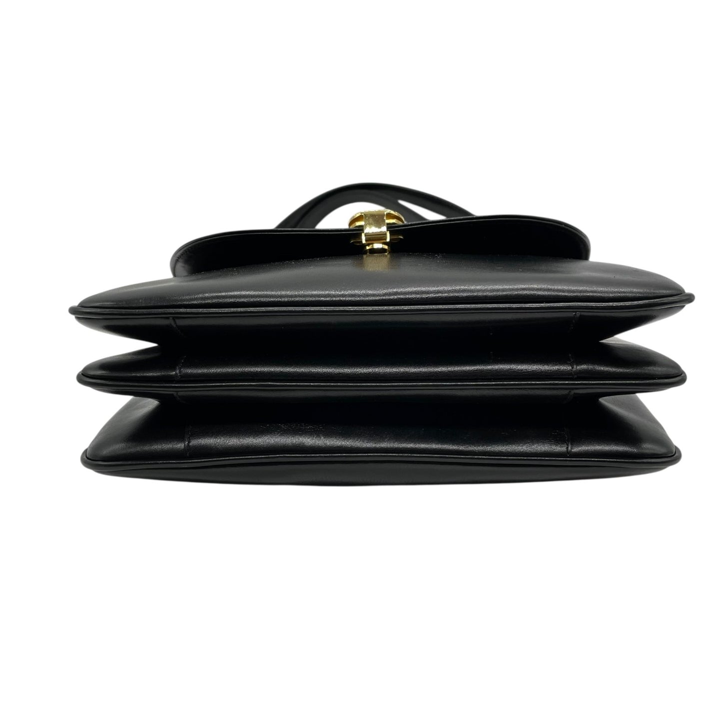 バリー BALLY ショルダーバッグ ヴィンテージ レザー 黒 ブラック 金金具 ゴールド金具 3層 フラップ 高級感 C3