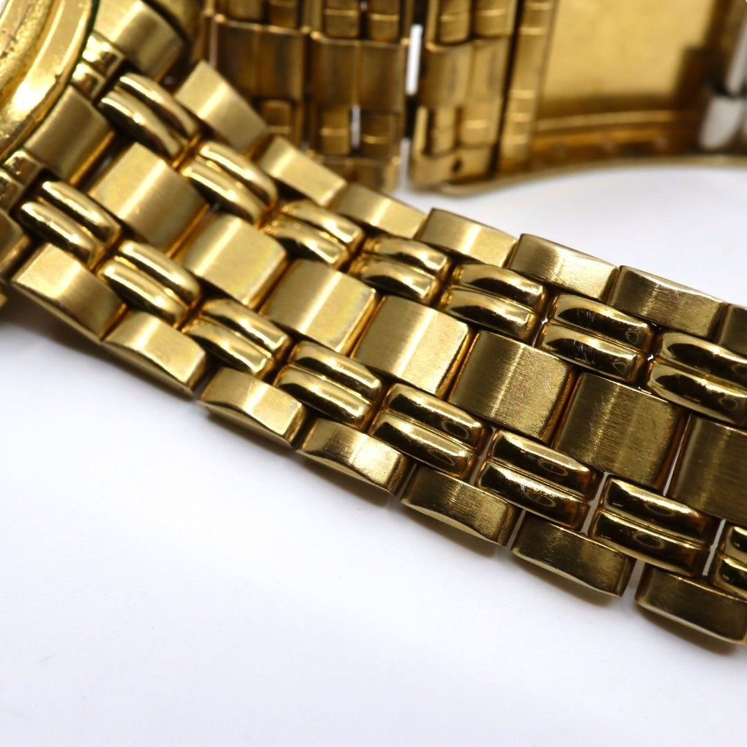 【稼働品】 seiko セイコー キネティック 腕時計 5M22-7B40 メンズ ゴールド ホワイト文字盤 デイト アナログ ヴィンテージ ドレスウォッチ クラシックデザイン エレガント ビジネス 自動巻き発電 高級モデル クリーニング済み G4