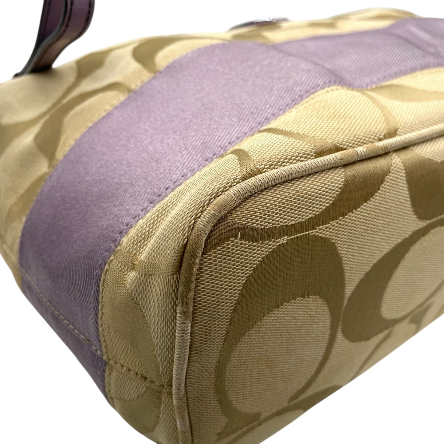 コーチ COACH シグネチャー ワンショルダー ショルダーバッグ F17434 ベージュ ライトパープル キャンバス レザー S18