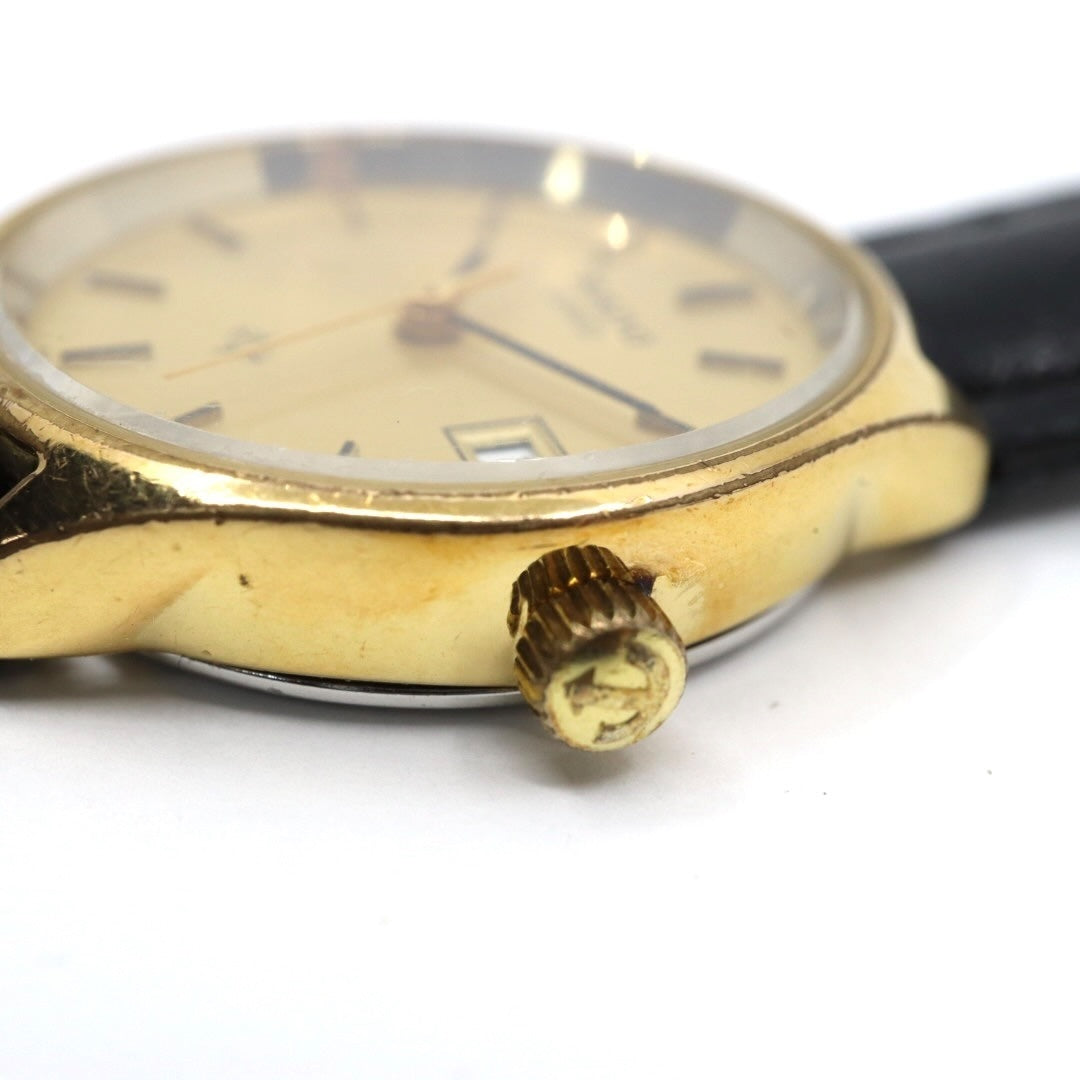 【美品/電池交換済/新品ベルト(社外品)】ラドー 腕時計 111.5141.2 レディース クオーツ ゴールド文字盤 デイト表示 ヴィンテージ アナログ ドレスウォッチ アンティーク クラシックデザイン エレガント 薄型 クリーニング済み G1