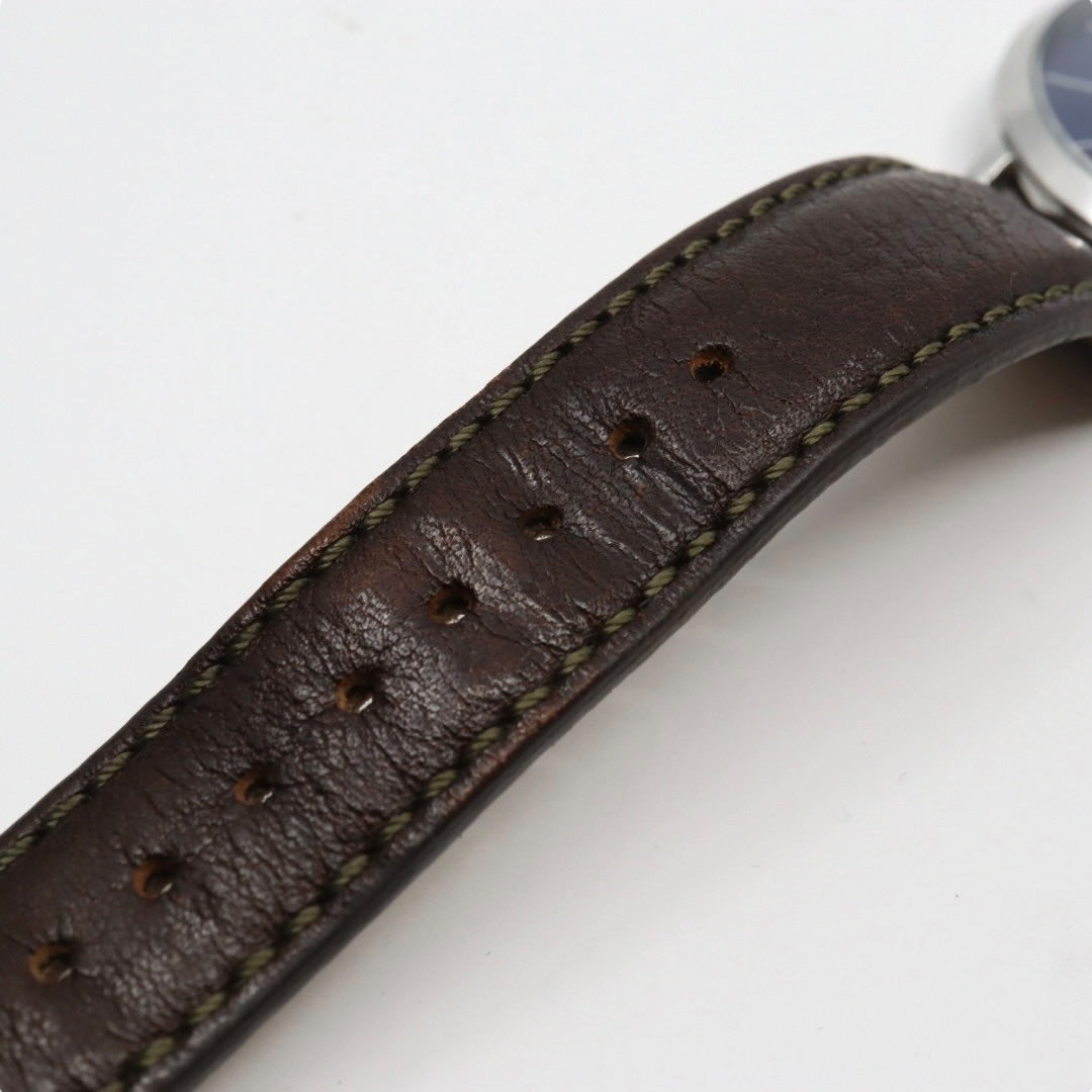 美品 【電池交換済】ポールスミス Paul Smith 腕時計 The City 1009 メンズ クオーツ アナログ ブルーダイヤル ブラウンレザーベルト シルバーケース シンプル クラシック ビジネス ドレスウォッチ エレガント クリーニング済み G2