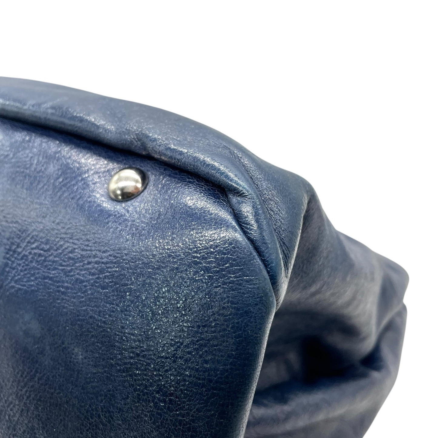 ミュウミュウ miumiu トートバッグ ショルダーバッグ ネイビー 紺 2way レザー 手提げ 斜め掛け可 シルバー金具 ロゴ レディース K10 archive 002 Y2K