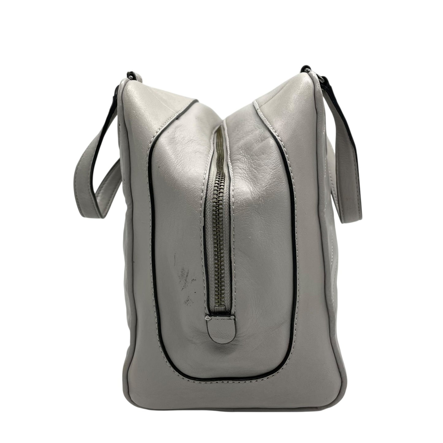 トリーバーチ TORY BURCH 2WAY ハンドバッグ ショルダーバッグ グレー レザー ブラック金具 スクエア型 ロゴ 斜め掛け可 ファスナー開閉 レディース U11