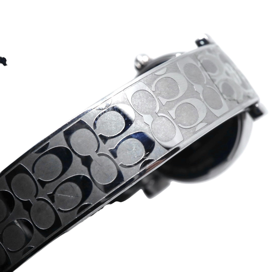 美品 電池交換済 コーチ COACH 腕時計 CA.66.7.95.1489S レディースウォッチ クォーツ ラインストーンベゼル シルバー ホワイト文字盤 シグネチャー柄ブレスレット アナログ エレガント クラシック ドレスウォッチ 稼働品 G3