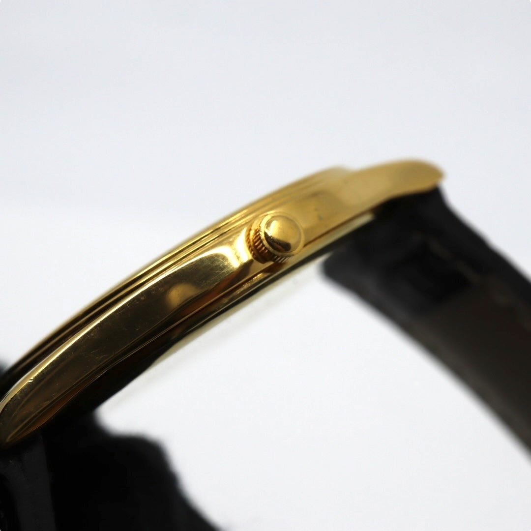 【美品 電池交換済 新品ベルト】バーバリー Burberrys 腕時計 4631-E66076 TA メンズウォッチ クォーツ ゴールドケース アイボリー文字盤 ブラックレザー アナログ クラシック ビンテージ ドレスウォッチ エレガント 稼働品 G3