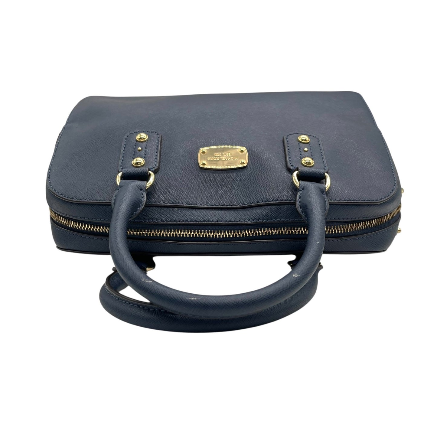 美品 MICHAEL KORS マイケルコース 2WAY ハンドバッグ ショルダーバッグ ネイビー レザー ゴールド金具 ロゴ 斜め掛け可 手提げ レディース T3