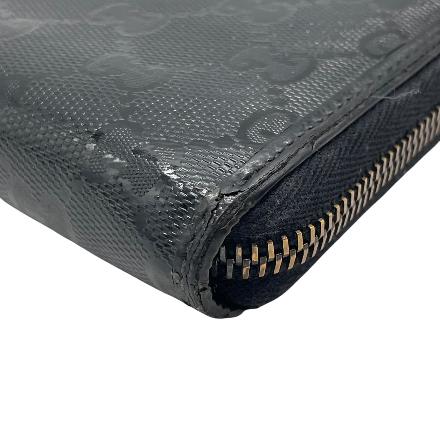 GUCCI グッチ GGインプリメ ラウンドファスナー 長財布 307982 黒 ブラック PVC レザー シルバー金具 メンズ レディース M4