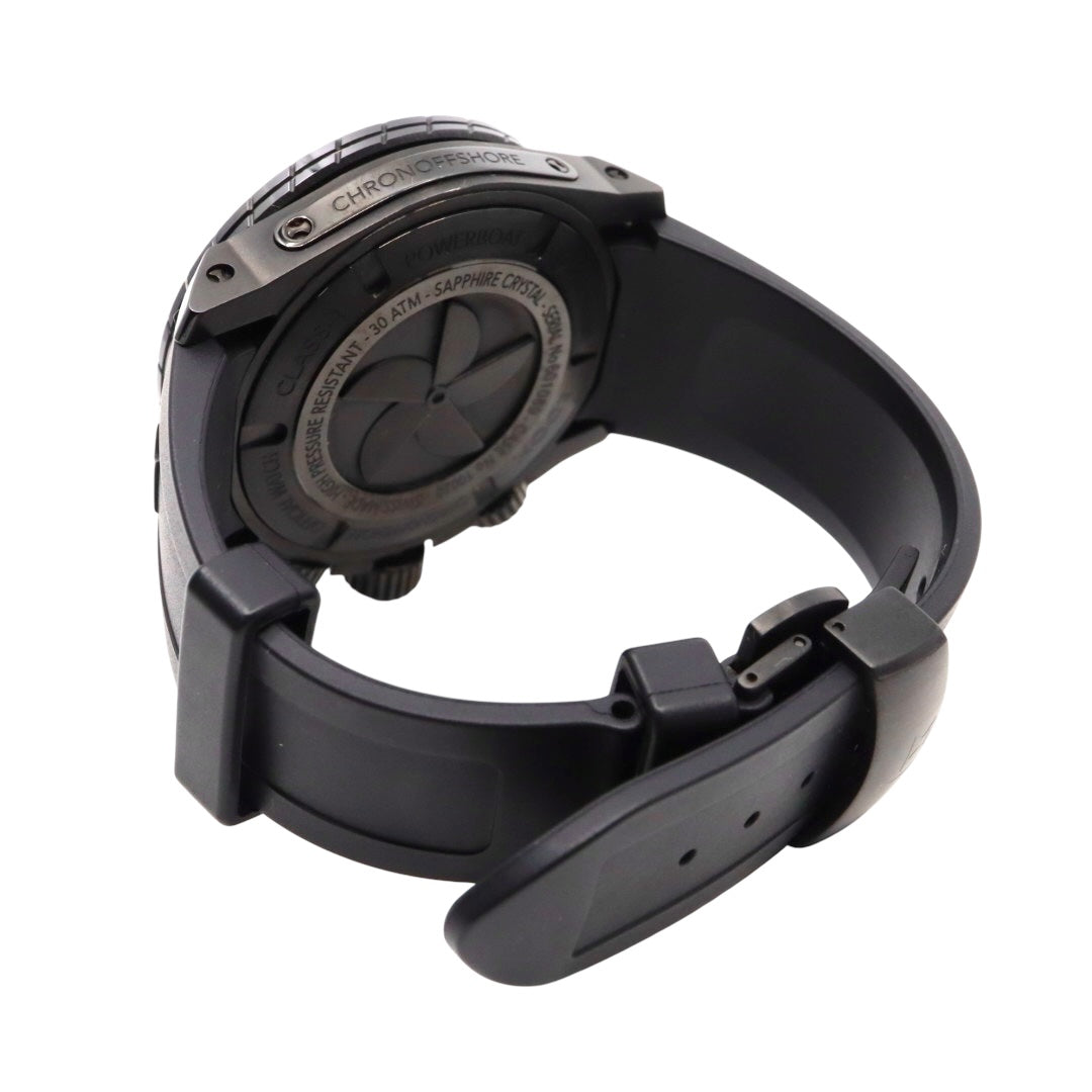 【新品同様/稼働品】エドックス EDOX クロノオフショア1 10020 メンズ腕時計 クオーツ クロノグラフ ビッグデイト カーボンダイヤル ブラック 300m防水 ダイバーズウォッチ パワーボート スイス製 スポーティ エレガント G7