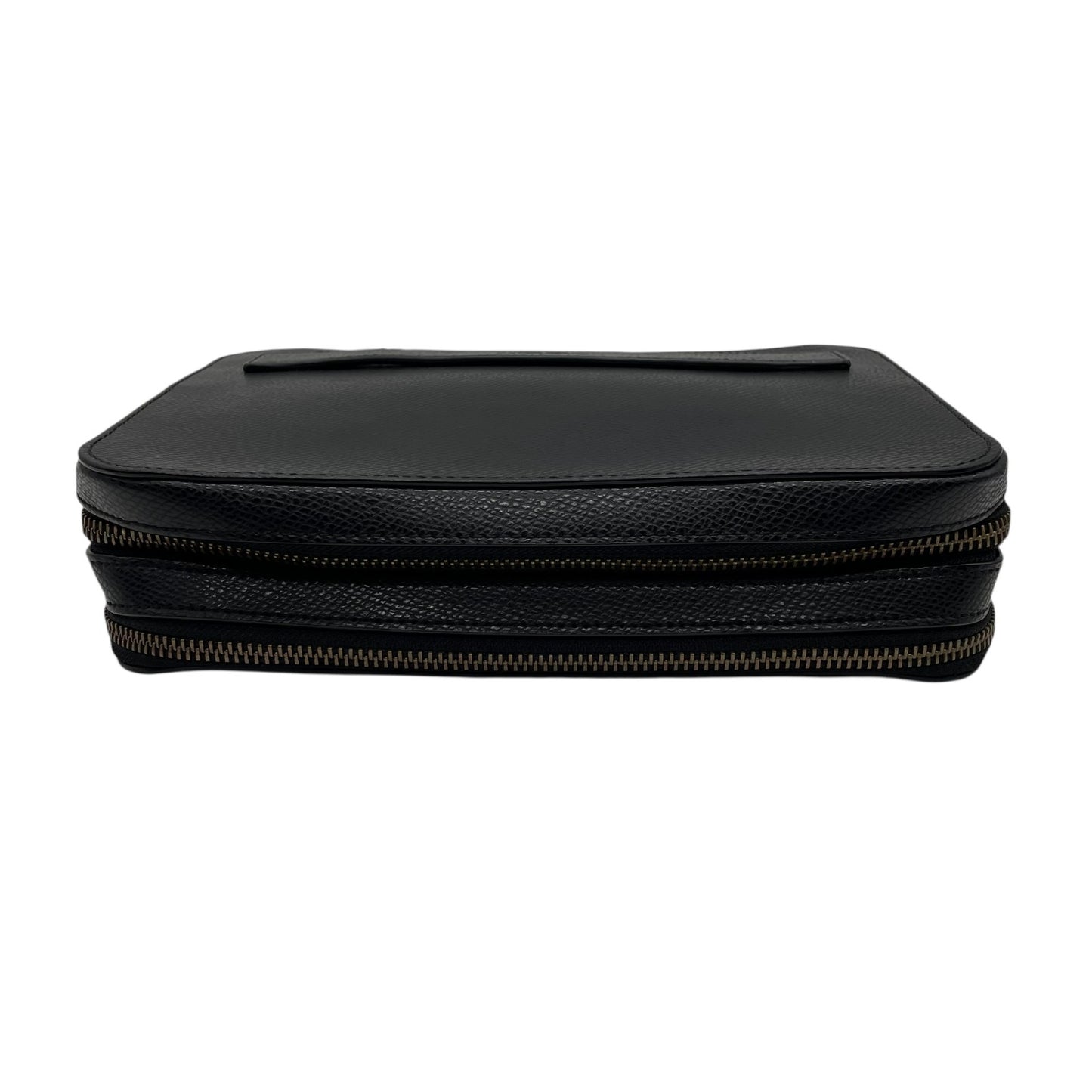 COACH コーチ クラッチバッグ セカンドバッグ F93555 黒 ブラック レザー ブラック金具 ロゴ型押し ストラップ付 メンズ U2