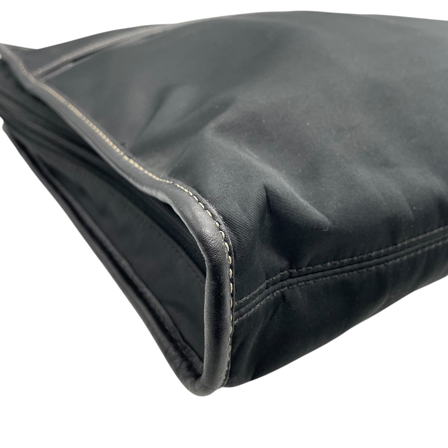 COACH コーチ ビジネスバッグ ブリーフケース 黒 ブラック キャンバス レザー シルバー金具 ステッチ ロゴチャーム付き ファスナー開閉 メンズ X2