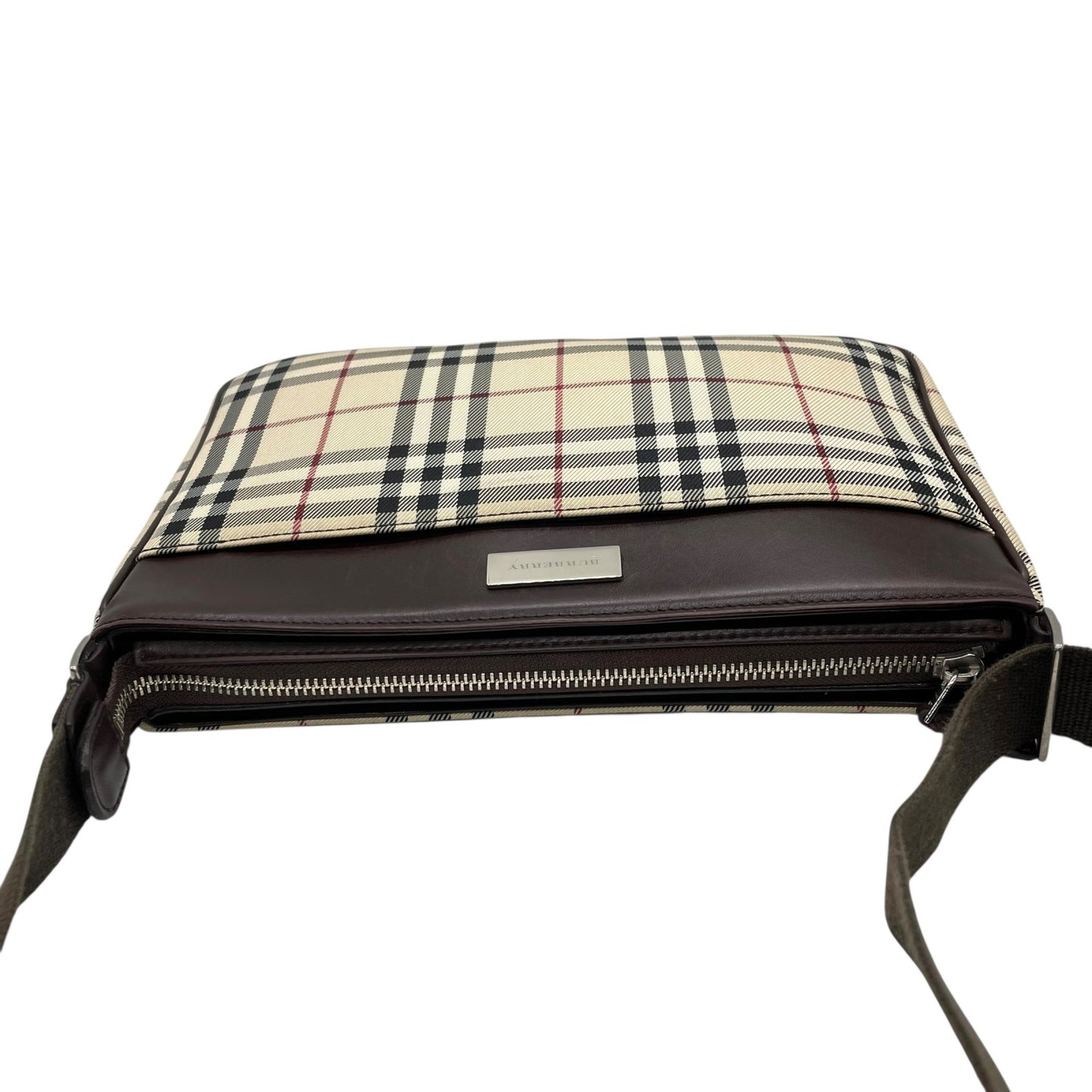 美品 バーバリー BURBERRY ショルダーバッグ ノバチェック ベージュ 茶色 ブラウン キャンバス レザー K3