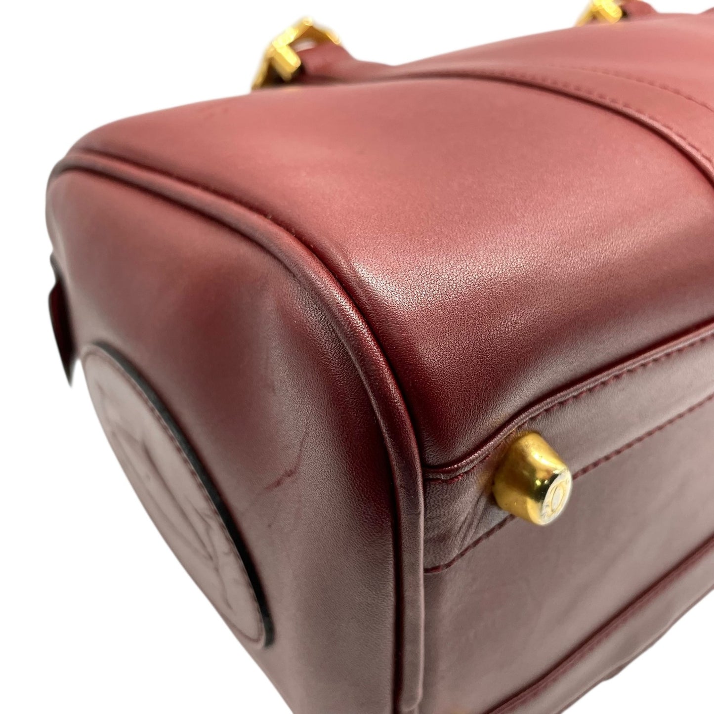 カルティエ Cartier マストライン ハンドバッグ ミニボストン ボルドー ワインレッド 赤 レザー ゴールド金具 2Cモチーフ 南京錠 レディース B