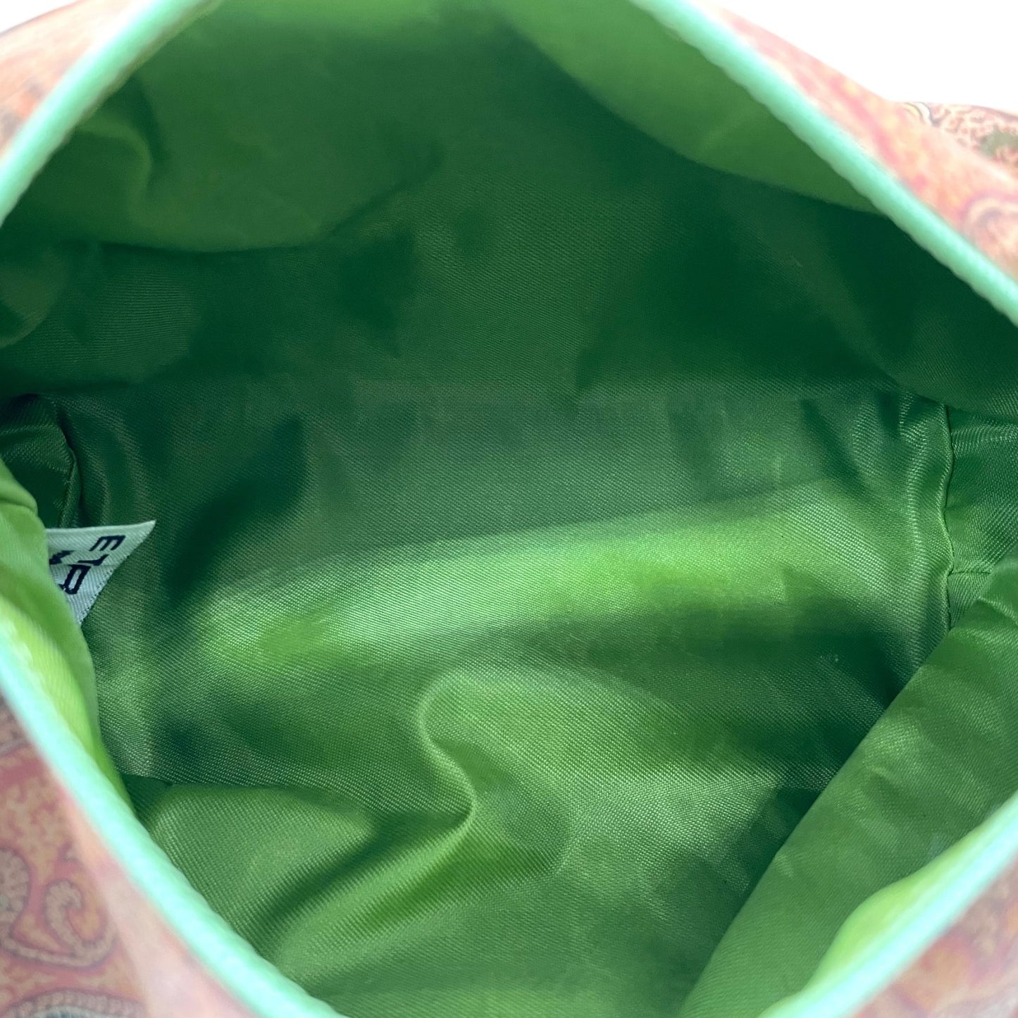 【未使用級】ETRO エトロ ハンドバッグ ミニバッグ アクセサリーポーチ ペイズリー柄 ブラウン グリーン ファブリック レザー ゴールド金具 レディース K11